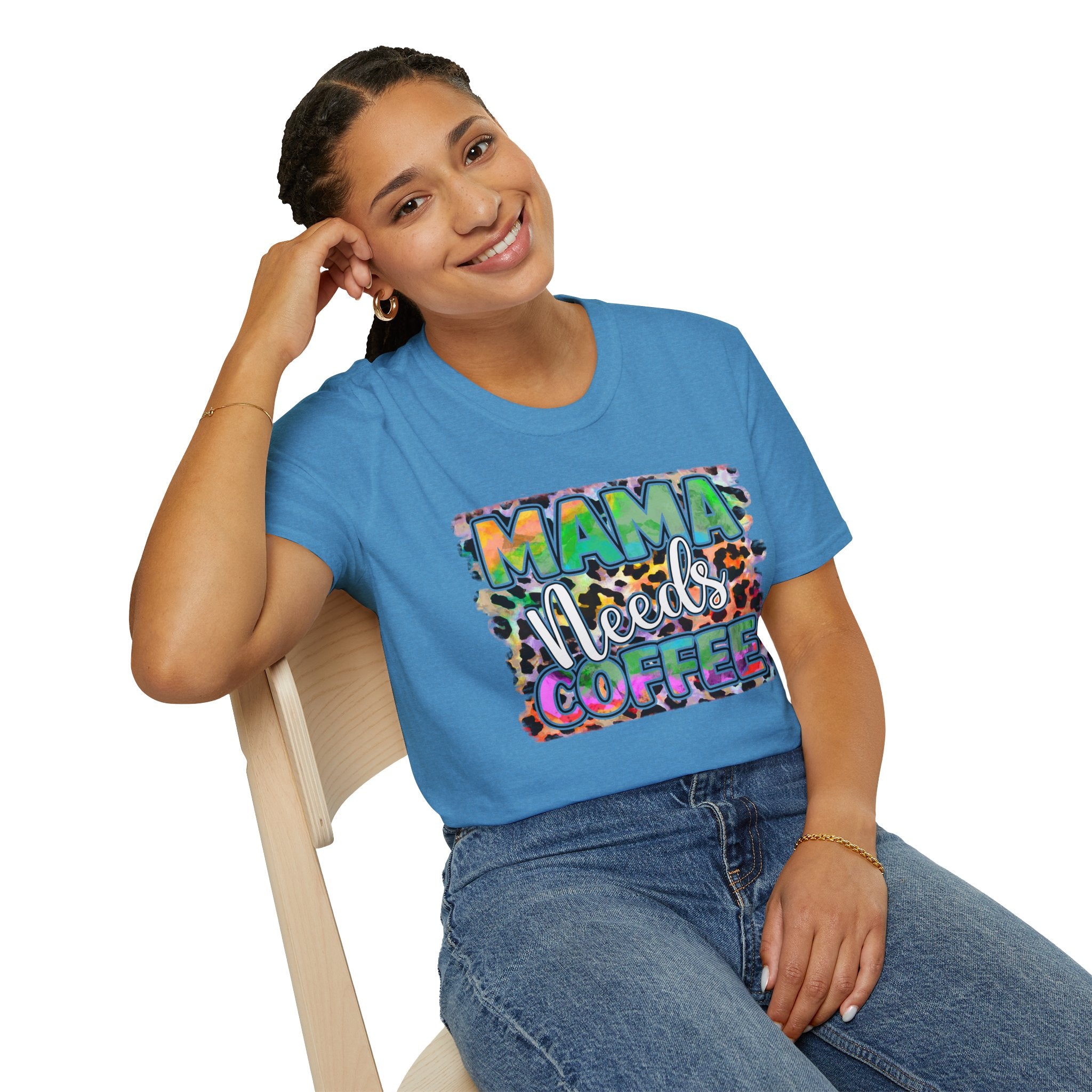 Mama Needs Coffee T-Shirt — Colorful Leopard Print Mom Coffee Tee
