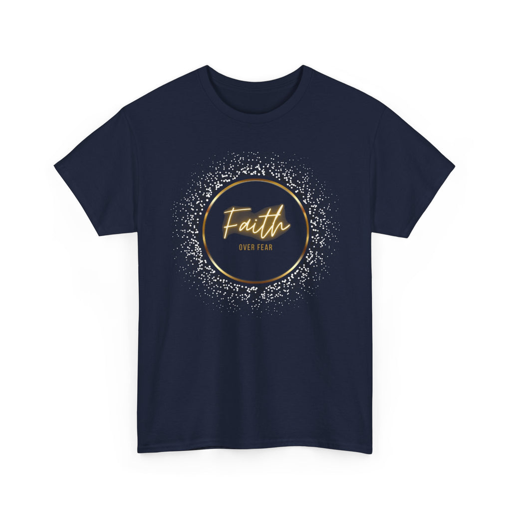 Friendship Circle Graphic Tee- 'Faith Over Fear' Gold Script Floral Badge