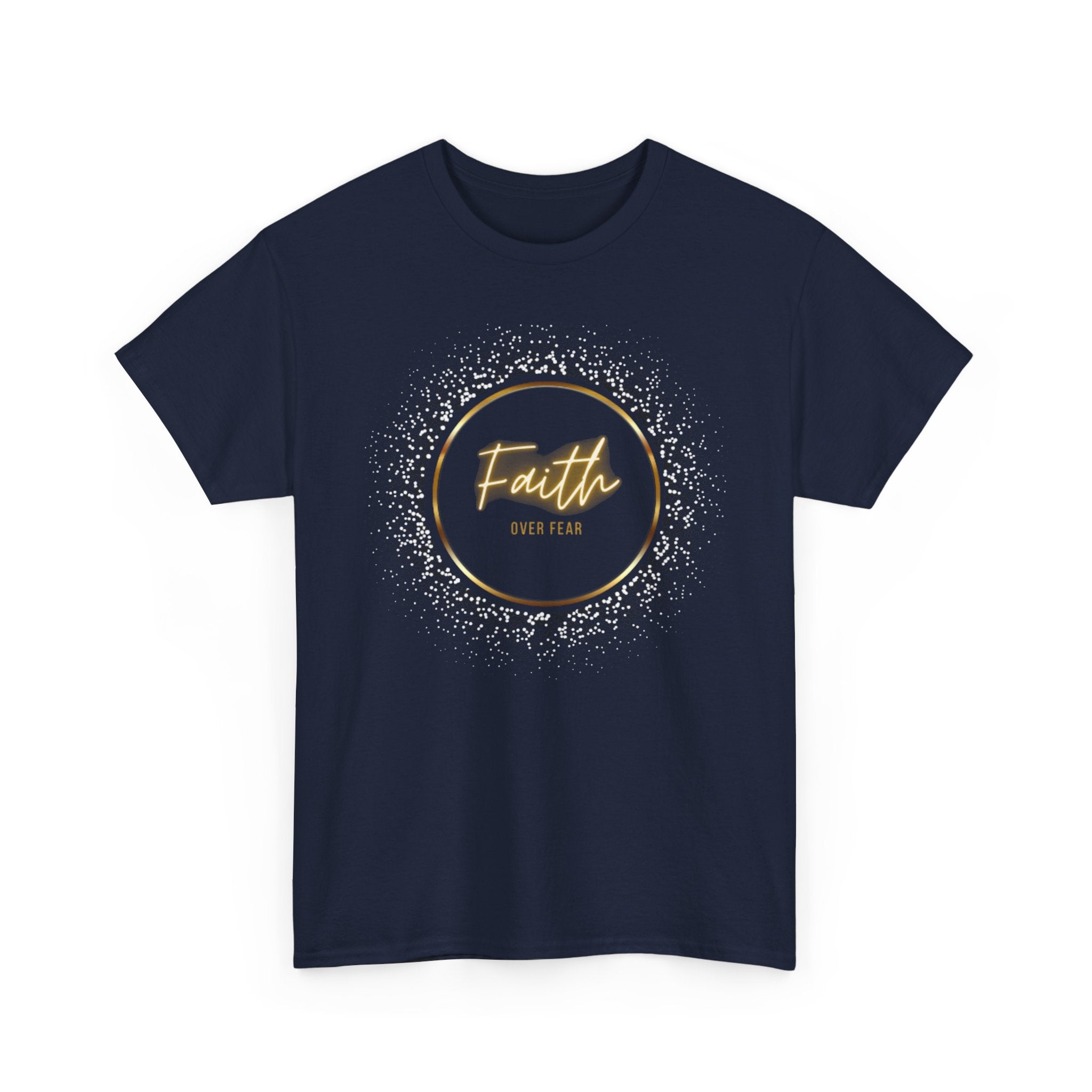 Friendship Circle Graphic Tee- 'Faith Over Fear' Gold Script Floral Badge