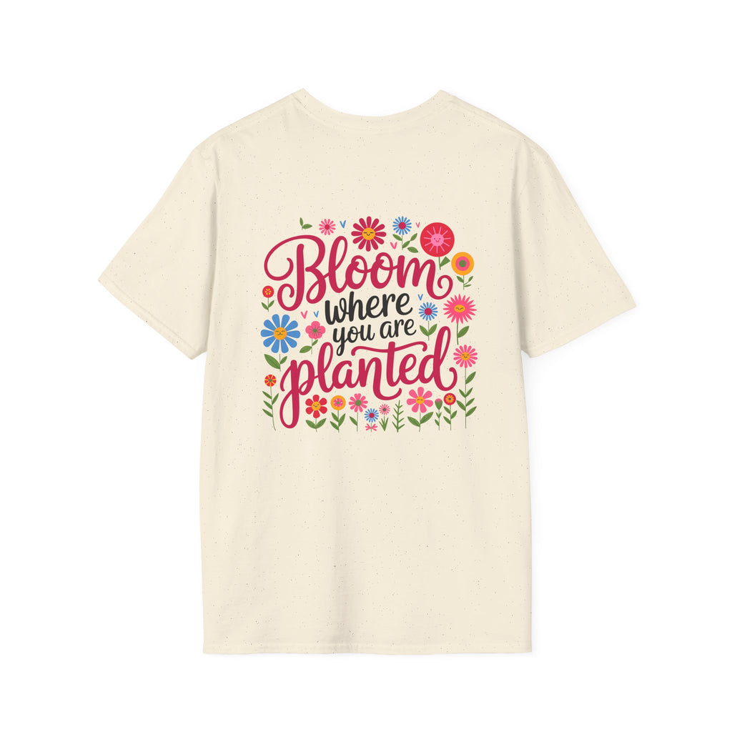 T-Shirt — 'Sunshine and Serendipity' Minimal Floral Chest Logo Tee