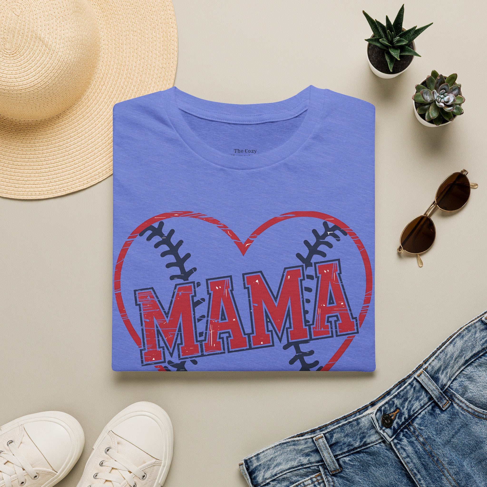 Mama Baseball T-Shirt — Heart Baseball Mom Tee