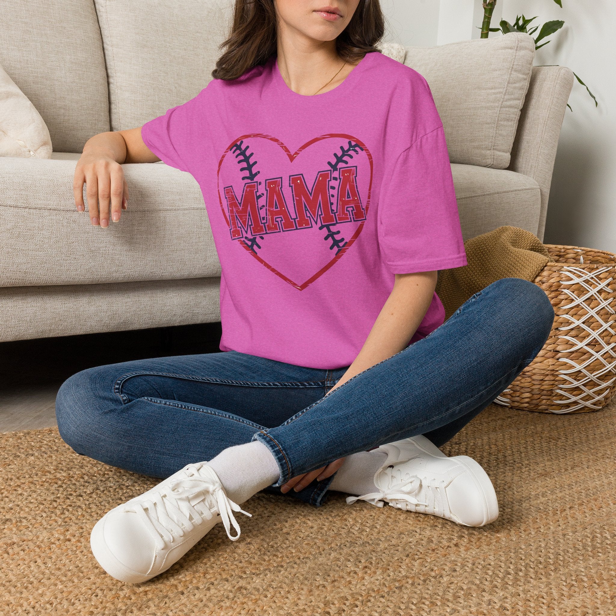 Mama Baseball T-Shirt — Heart Baseball Mom Tee