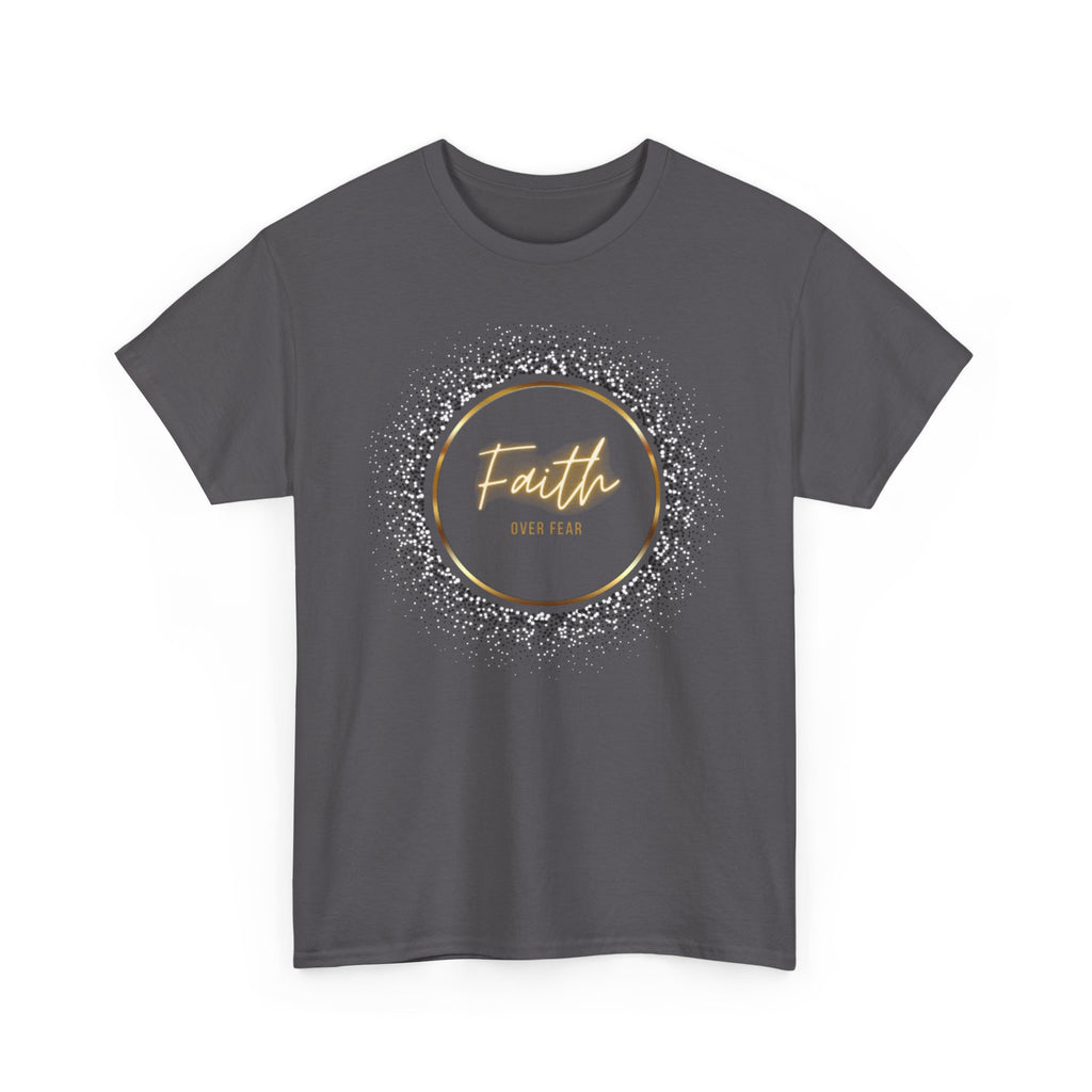 Friendship Circle Graphic Tee- 'Faith Over Fear' Gold Script Floral Badge