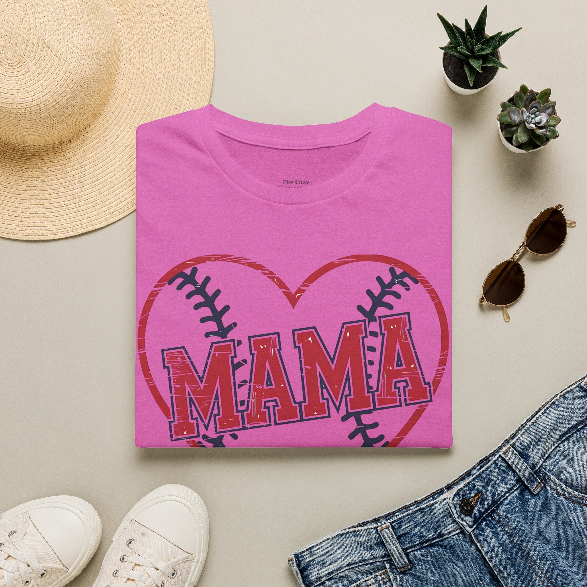 Mama Baseball T-Shirt — Heart Baseball Mom Tee