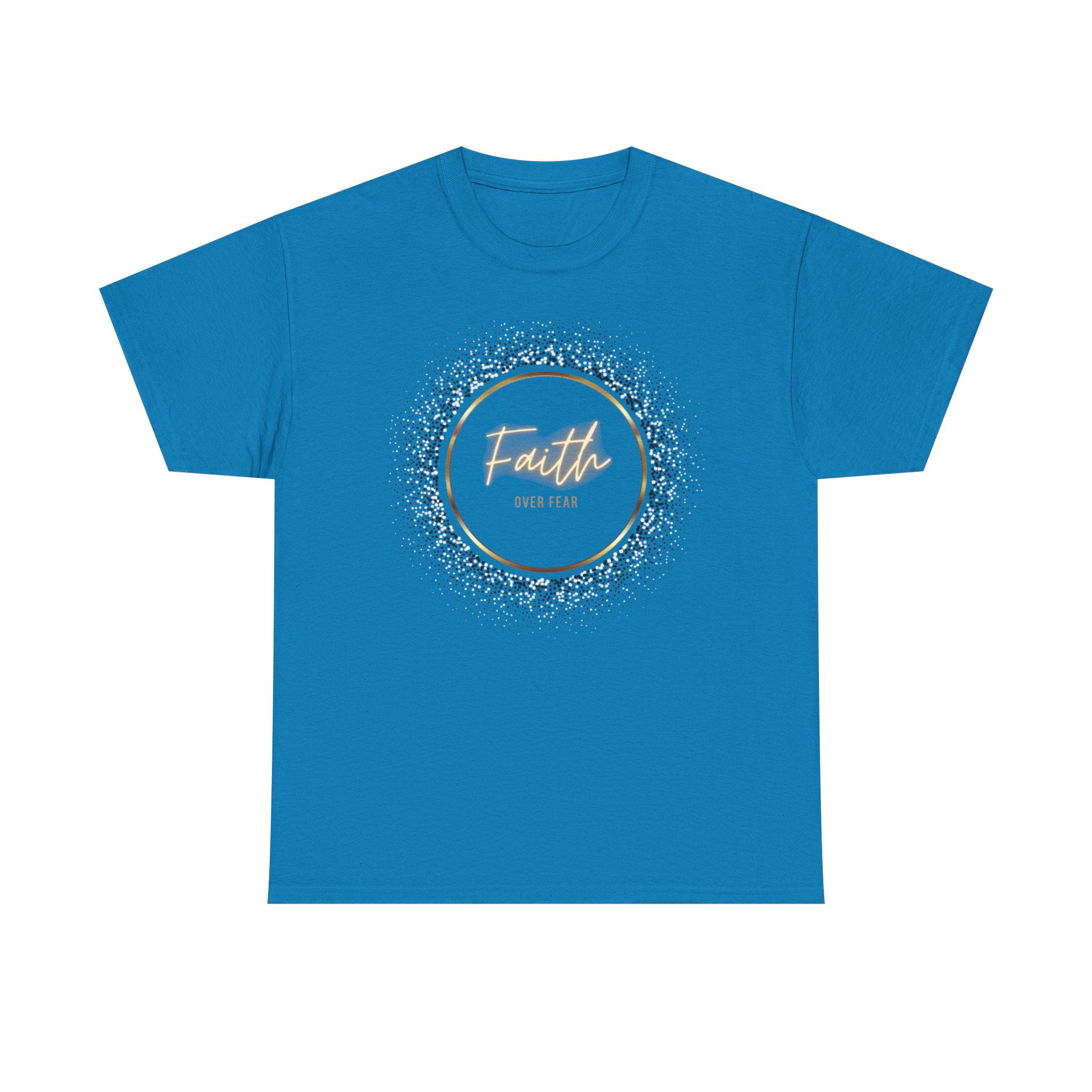 Friendship Circle Graphic Tee- 'Faith Over Fear' Gold Script Floral Badge