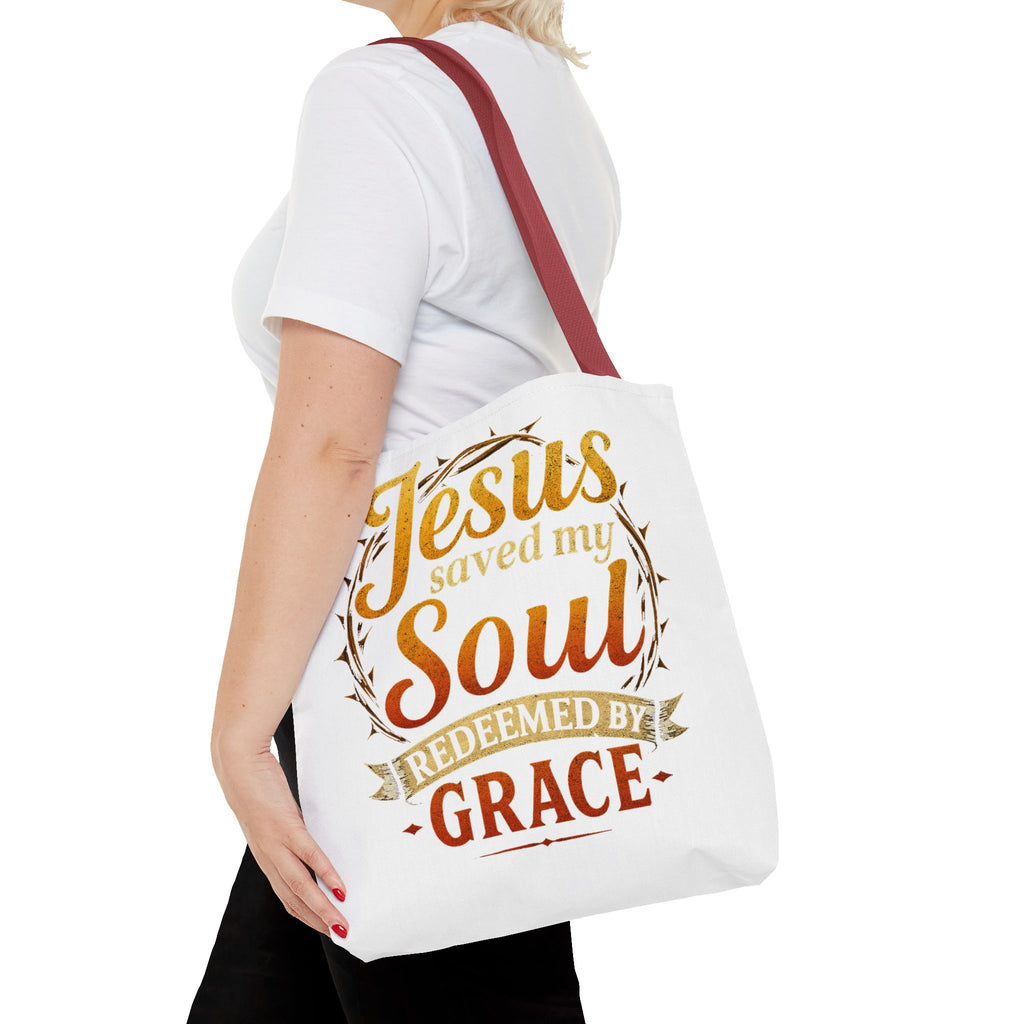 Canvas Tote Bag — "Jesus Saved My Soul, Redeemed by Grace"