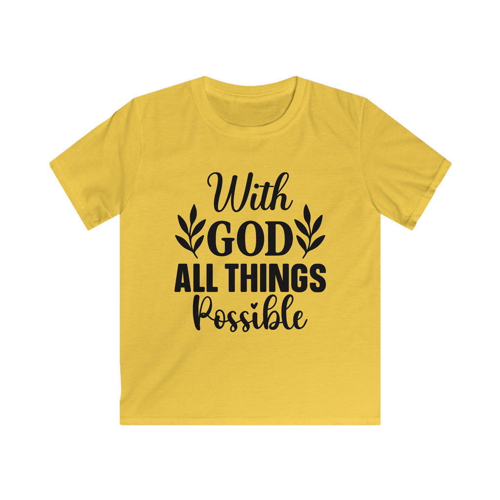 Kids T-Shirt — "With God All Things Possible" Inspirational Faith Tee