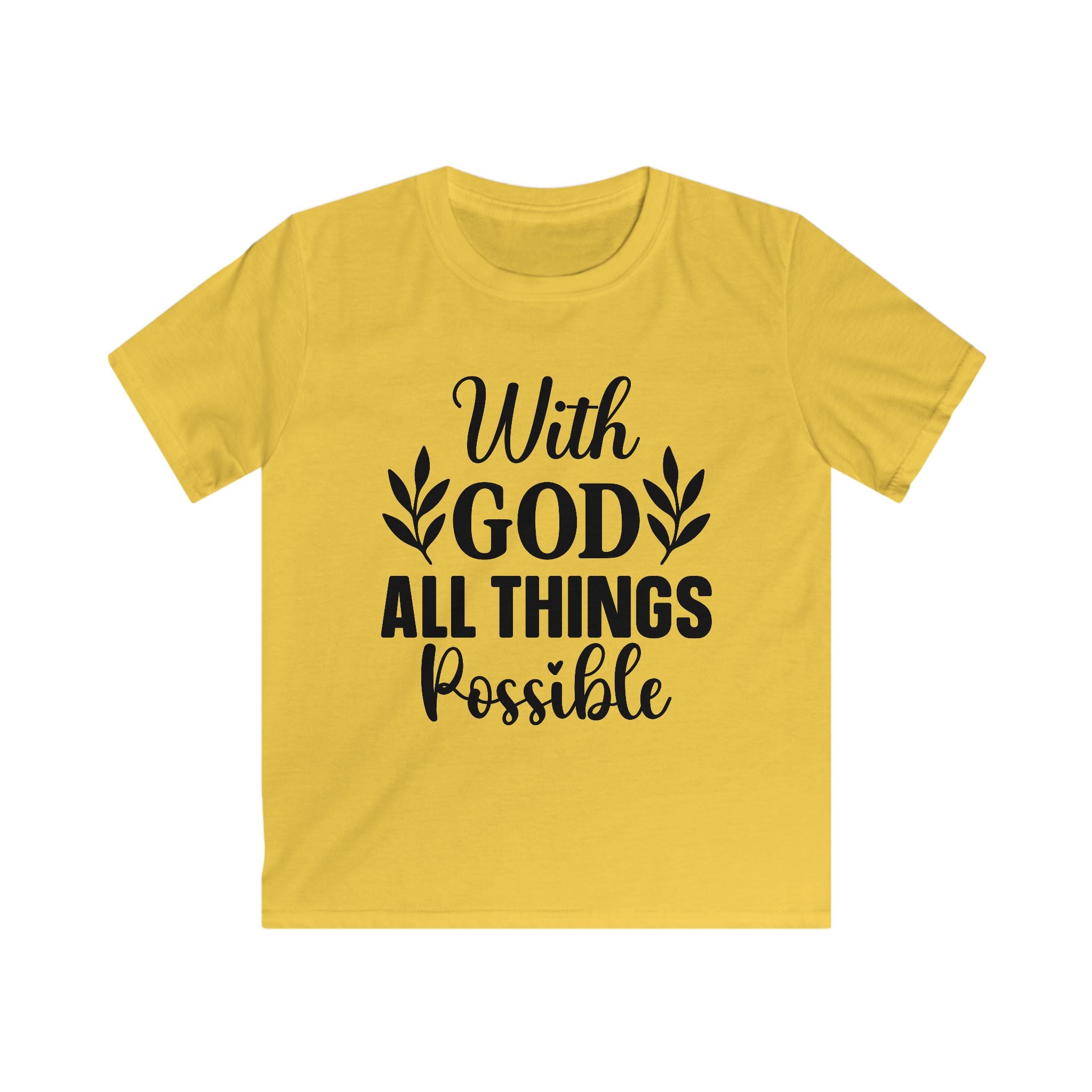Kids T-Shirt — "With God All Things Possible" Inspirational Faith Tee