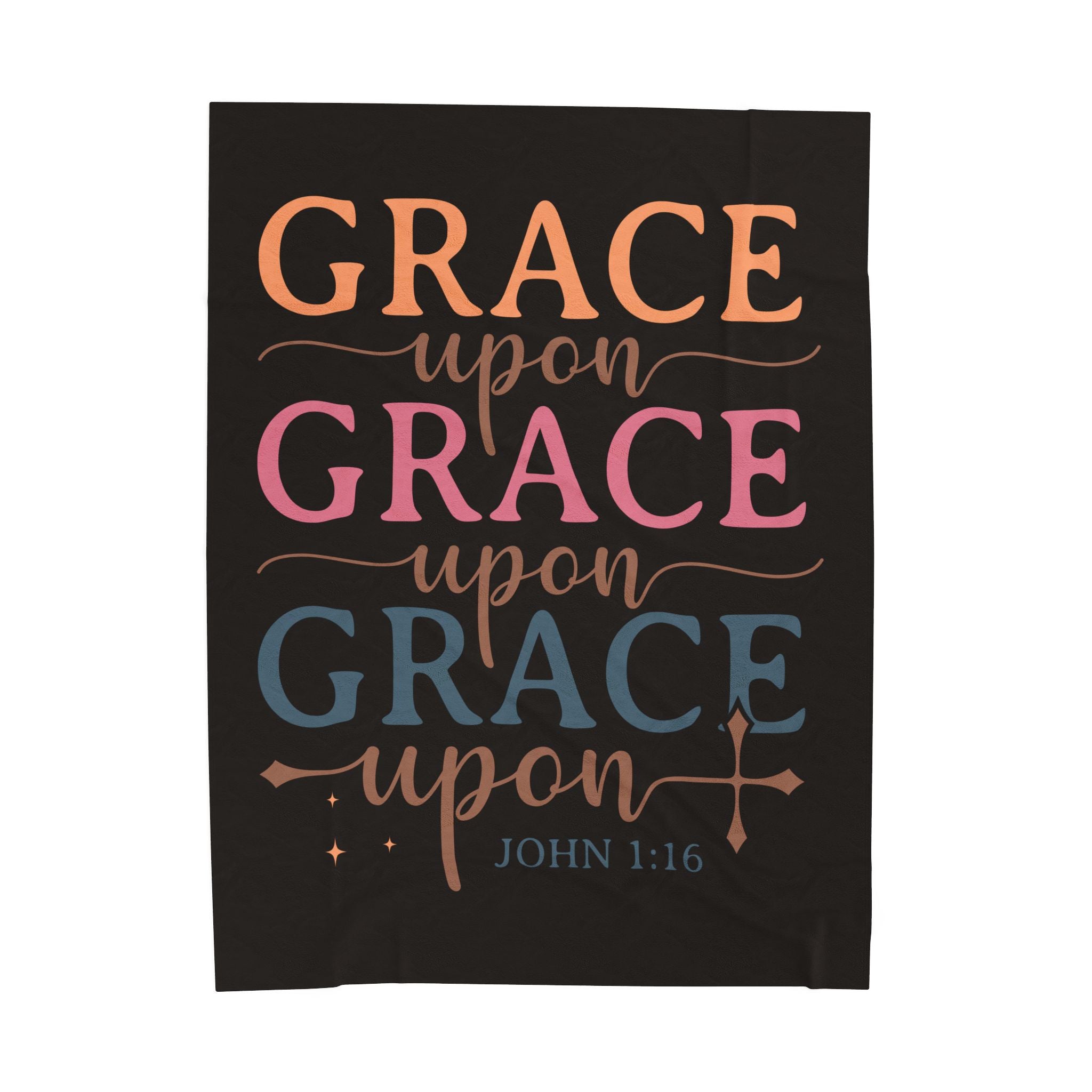 Velveteen Blanket — "Grace Upon Grace" Christian Throw (John 1:16)