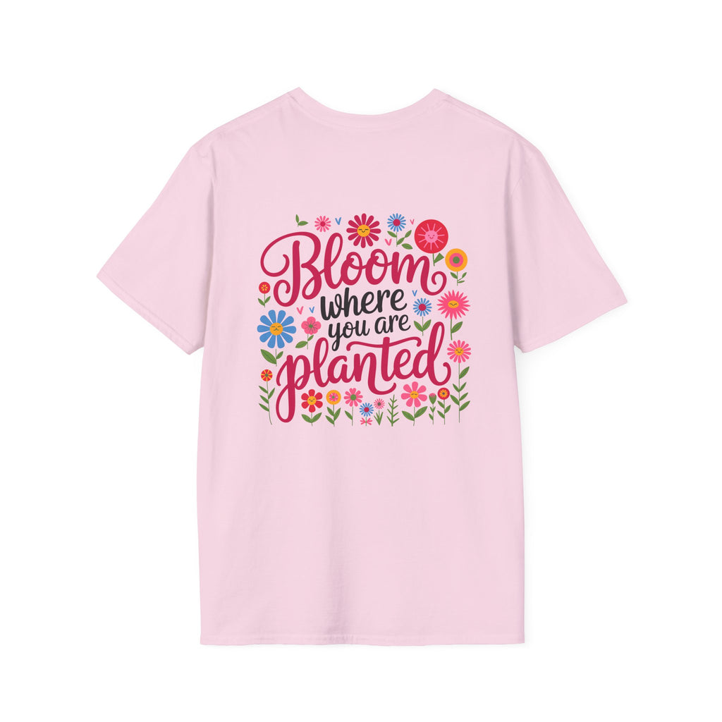 T-Shirt — 'Sunshine and Serendipity' Minimal Floral Chest Logo Tee