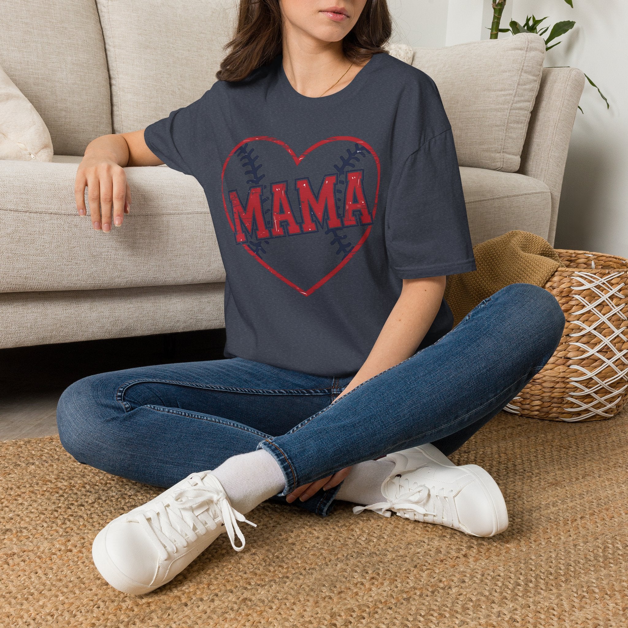 Mama Baseball T-Shirt — Heart Baseball Mom Tee
