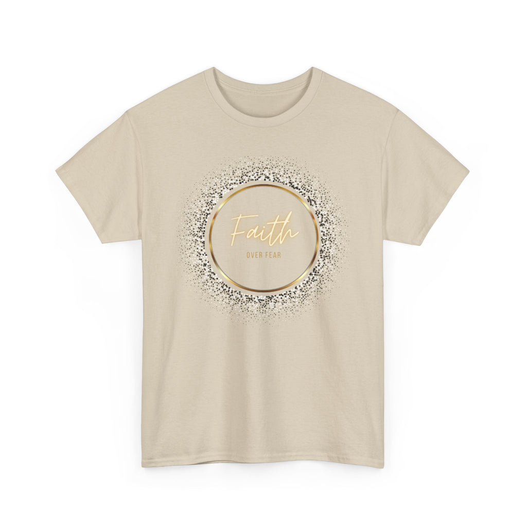 Friendship Circle Graphic Tee- 'Faith Over Fear' Gold Script Floral Badge
