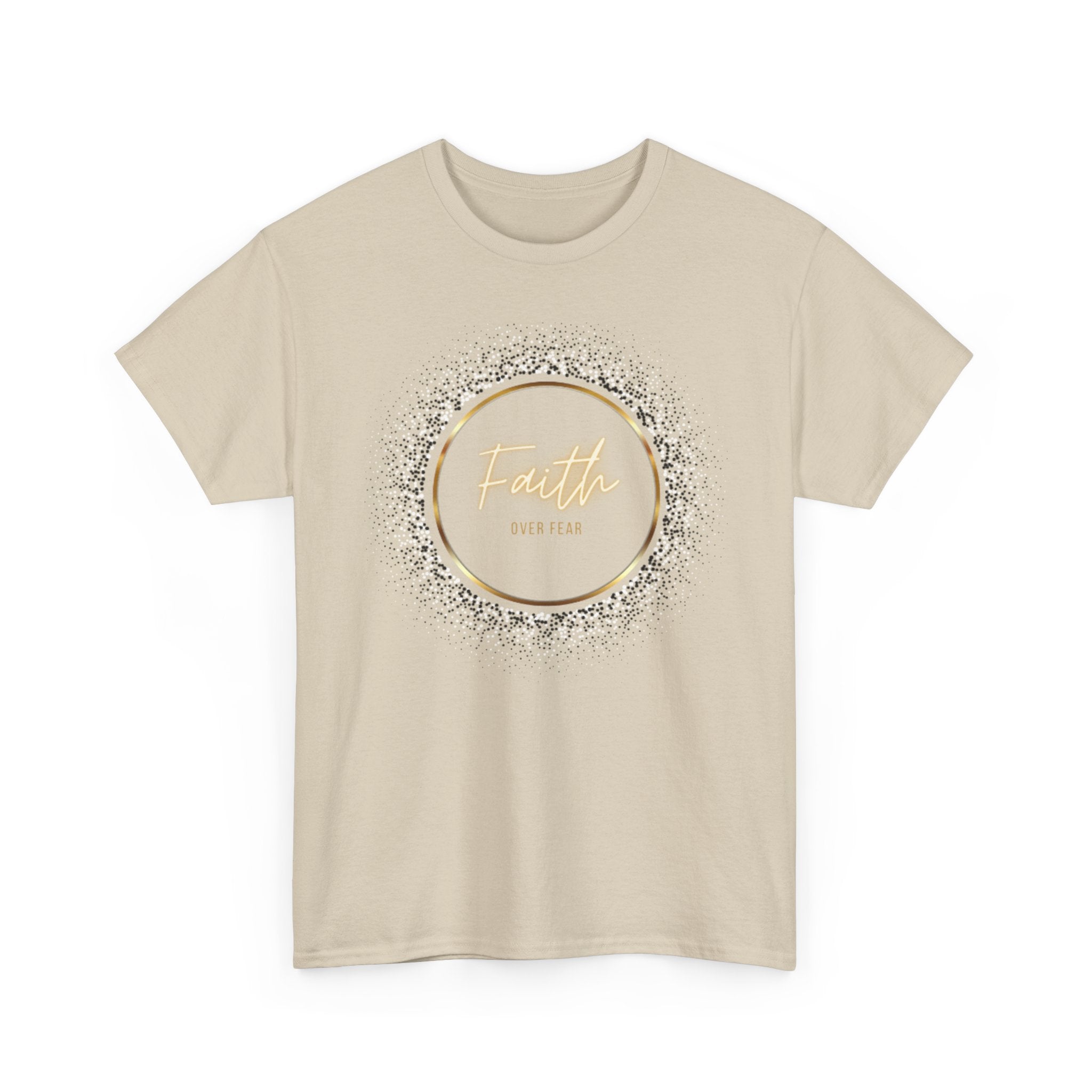 Friendship Circle Graphic Tee- 'Faith Over Fear' Gold Script Floral Badge