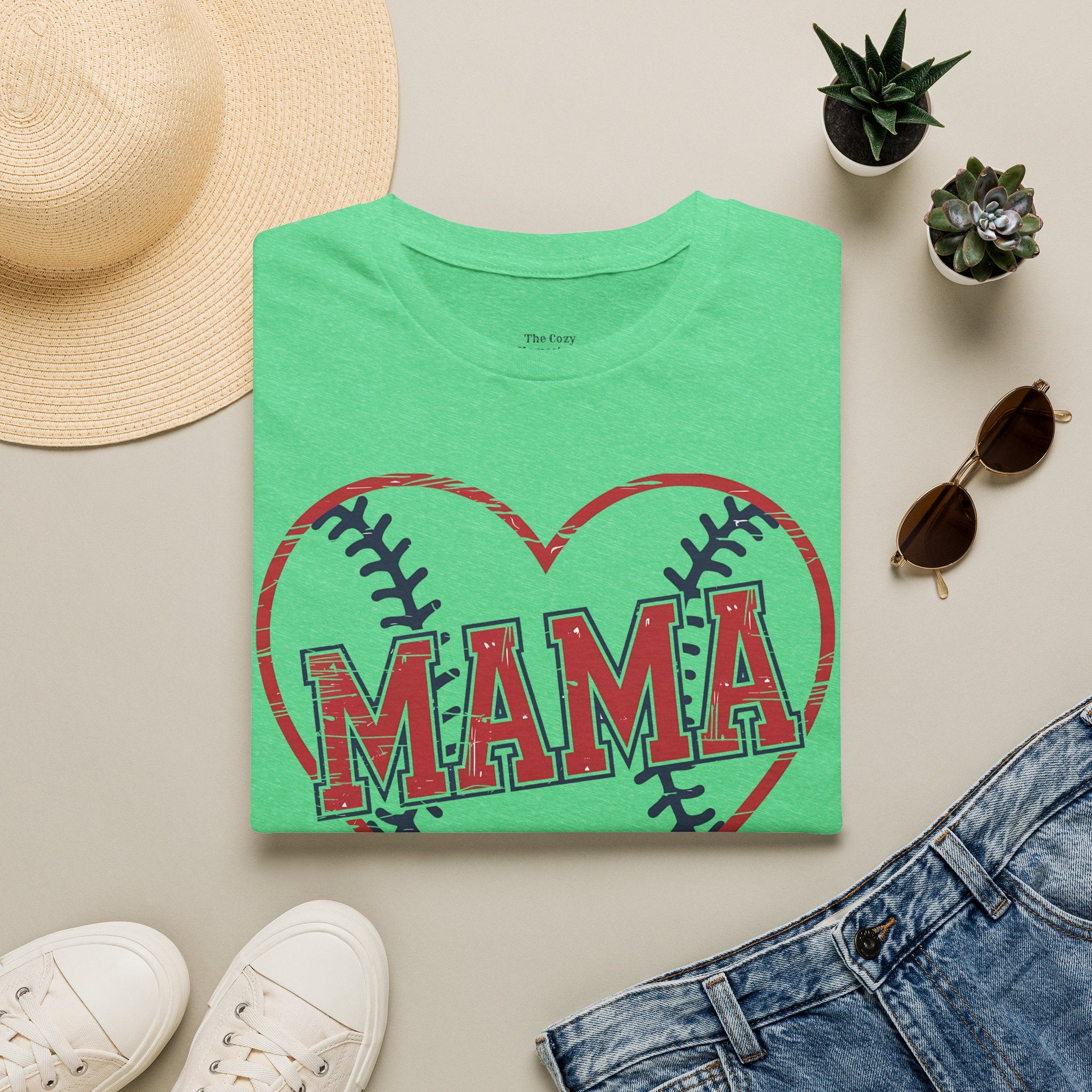 Mama Baseball T-Shirt — Heart Baseball Mom Tee