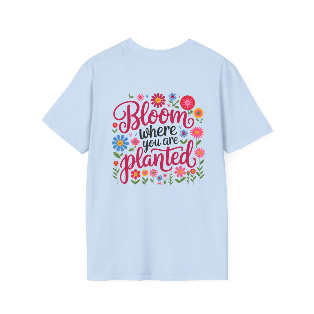 T-Shirt — 'Sunshine and Serendipity' Minimal Floral Chest Logo Tee