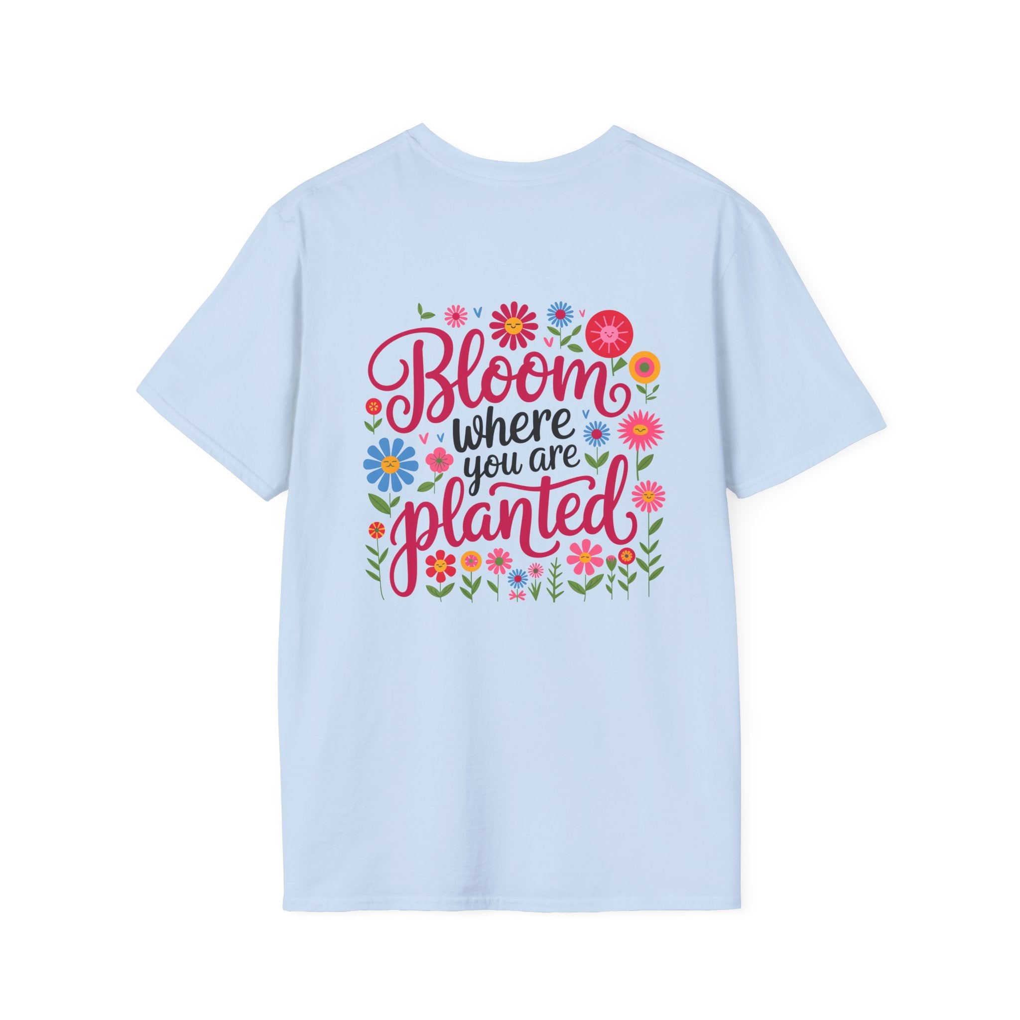 T-Shirt — 'Sunshine and Serendipity' Minimal Floral Chest Logo Tee