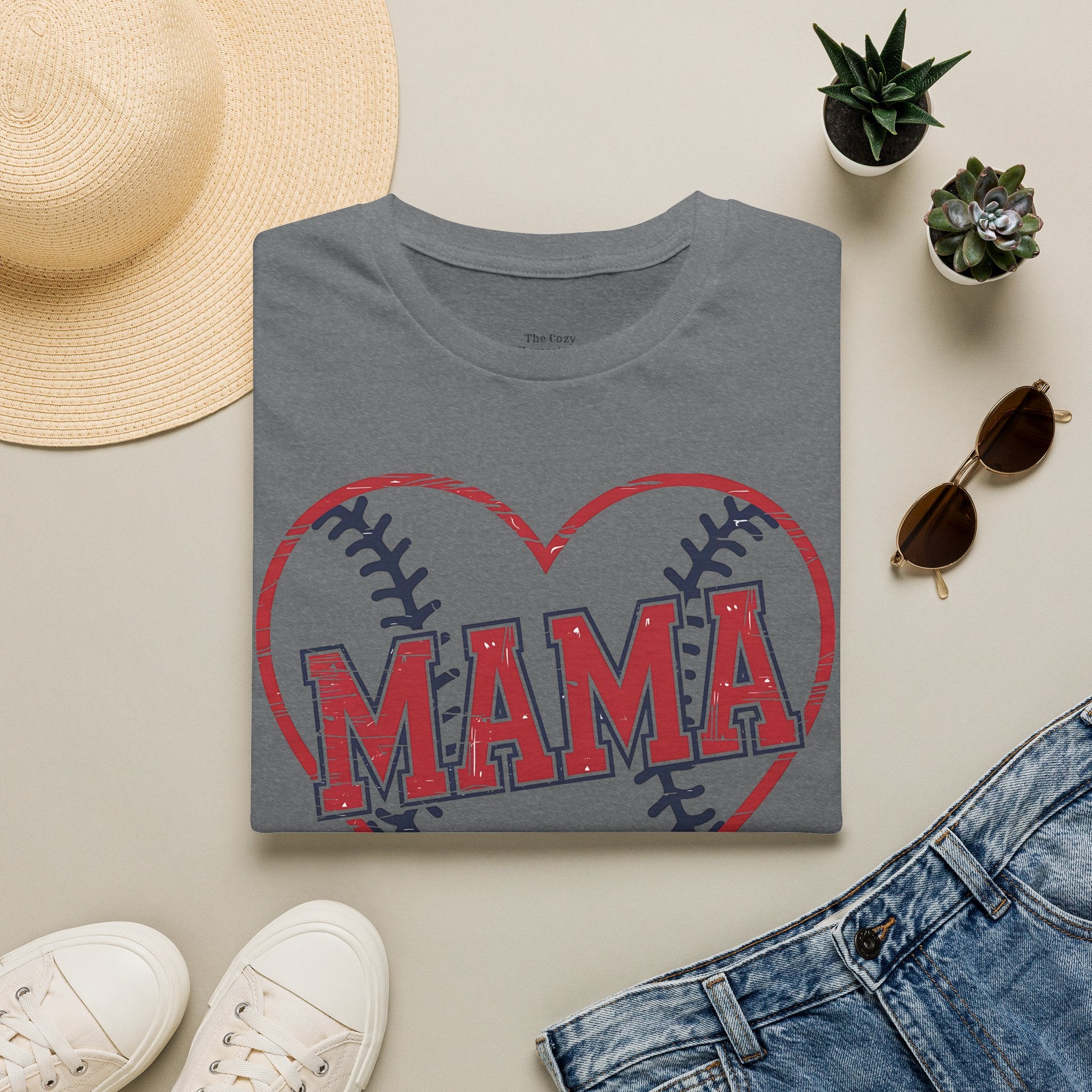 Mama Baseball T-Shirt — Heart Baseball Mom Tee