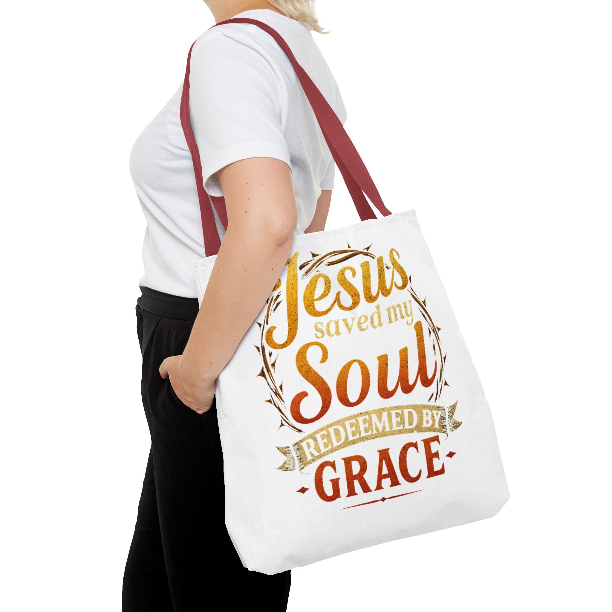 Canvas Tote Bag — "Jesus Saved My Soul, Redeemed by Grace"