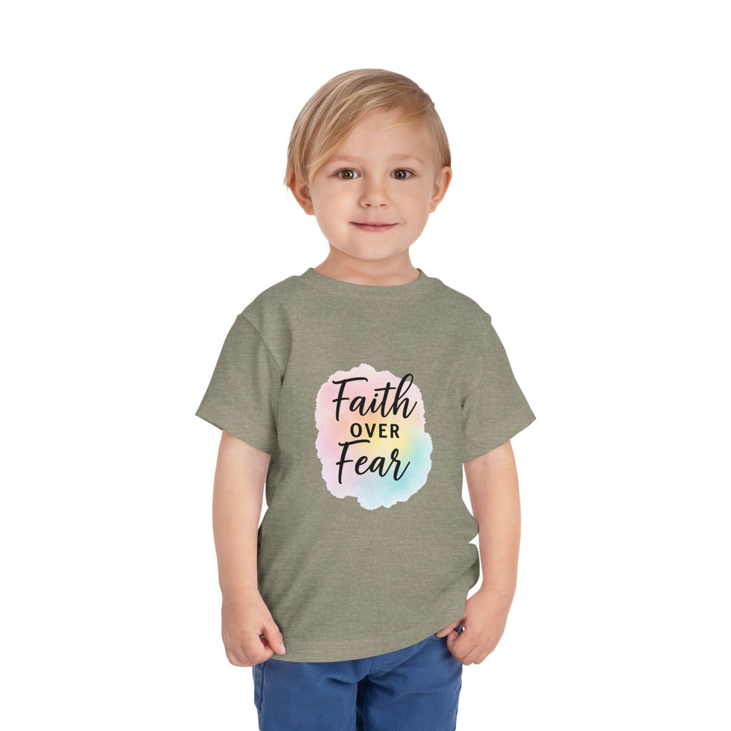 Faith Over Fear Toddler Tee — Pastel Watercolor Inspirational Kids Shirt