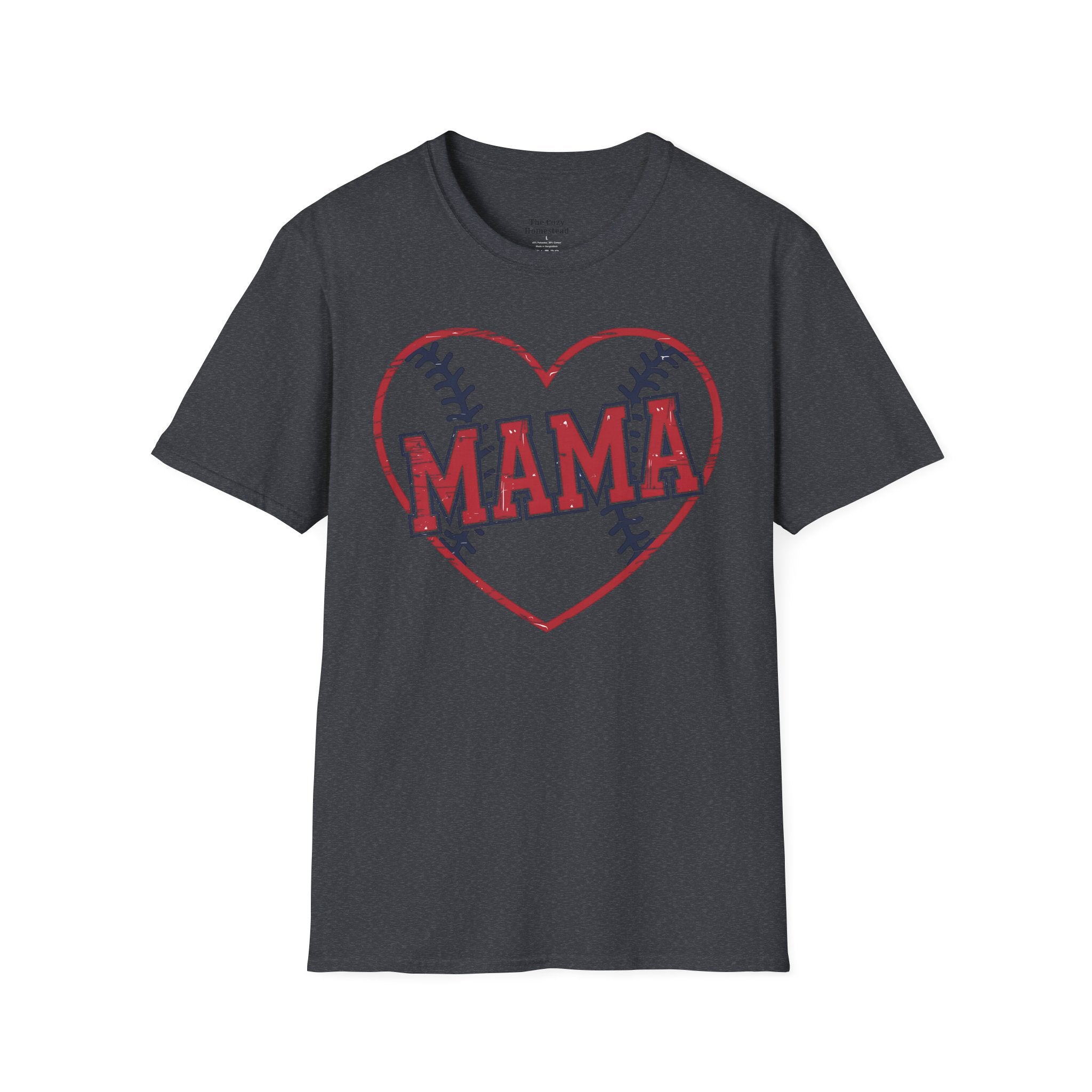 Mama Baseball T-Shirt — Heart Baseball Mom Tee