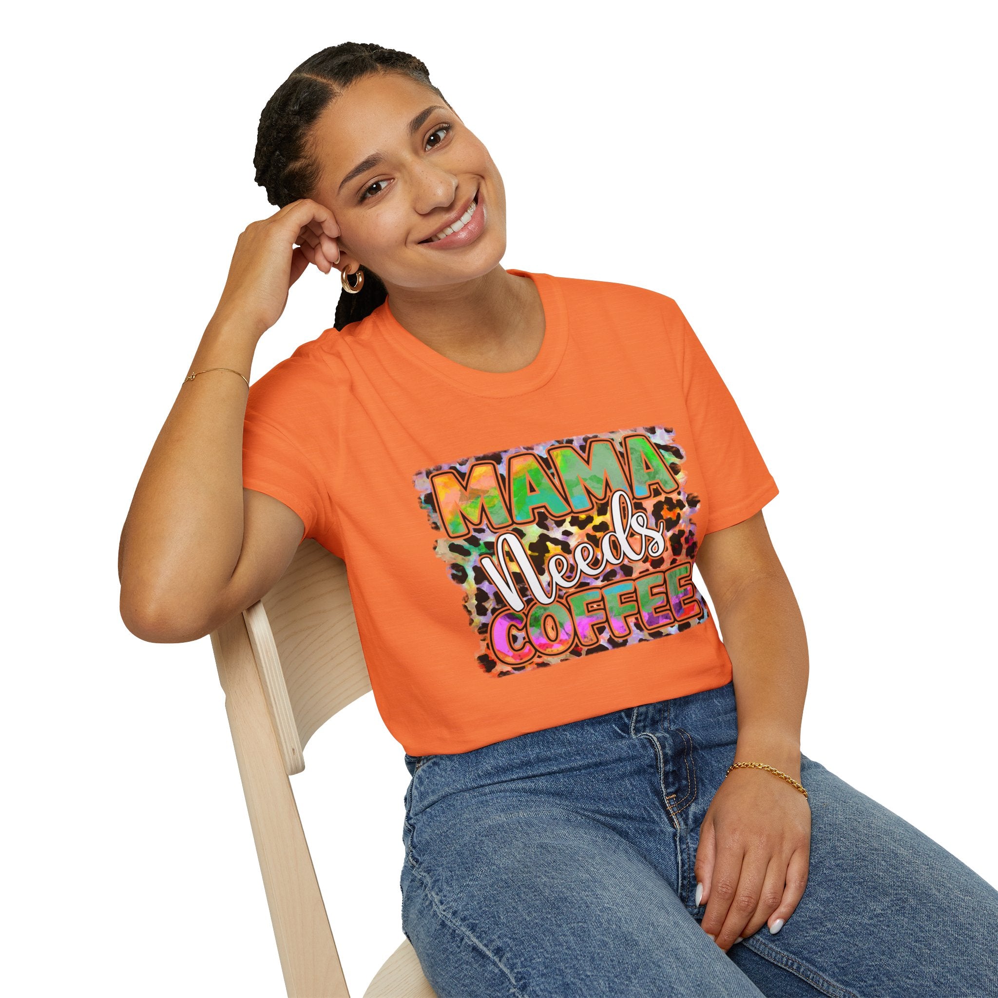 Mama Needs Coffee T-Shirt — Colorful Leopard Print Mom Coffee Tee