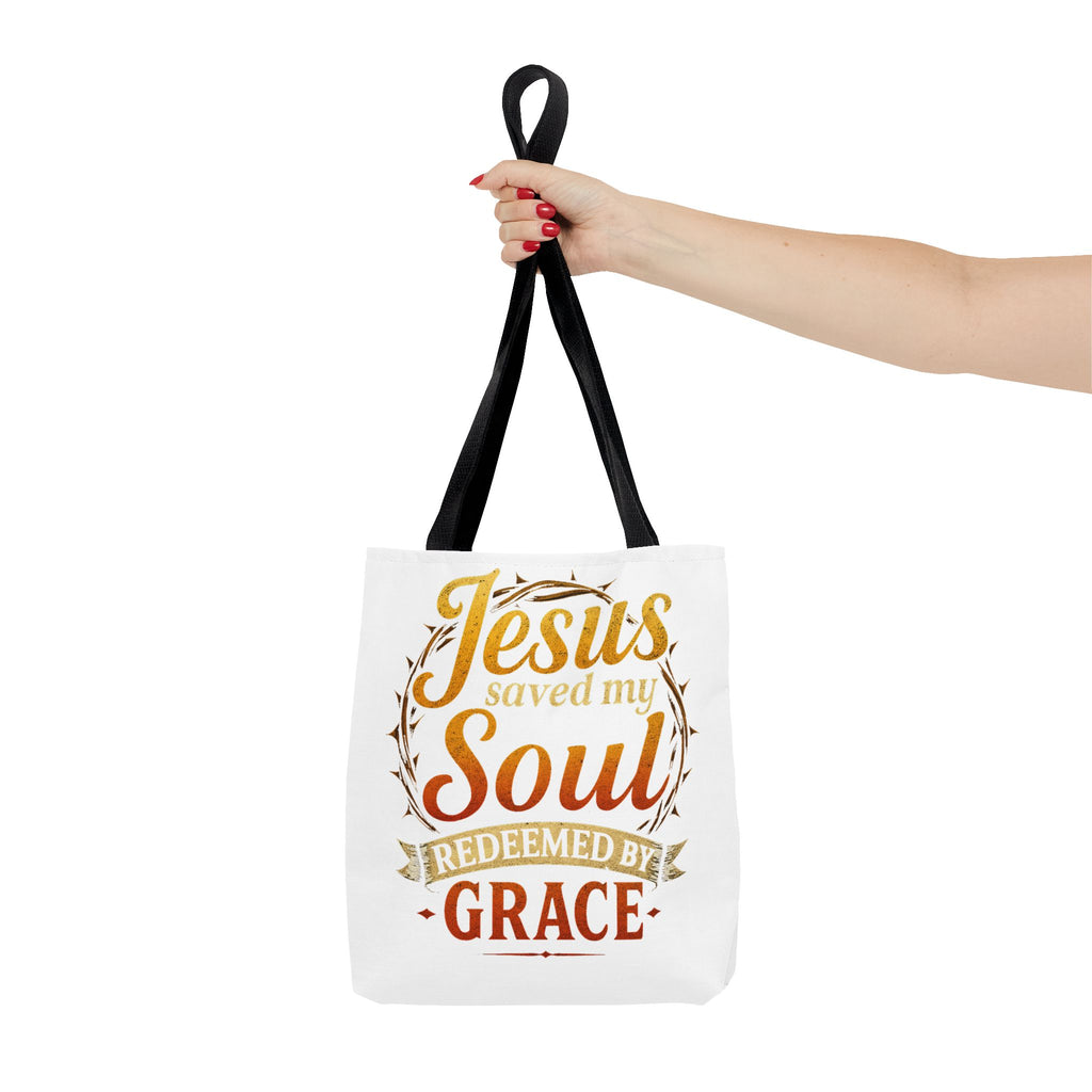 Canvas Tote Bag — "Jesus Saved My Soul, Redeemed by Grace"