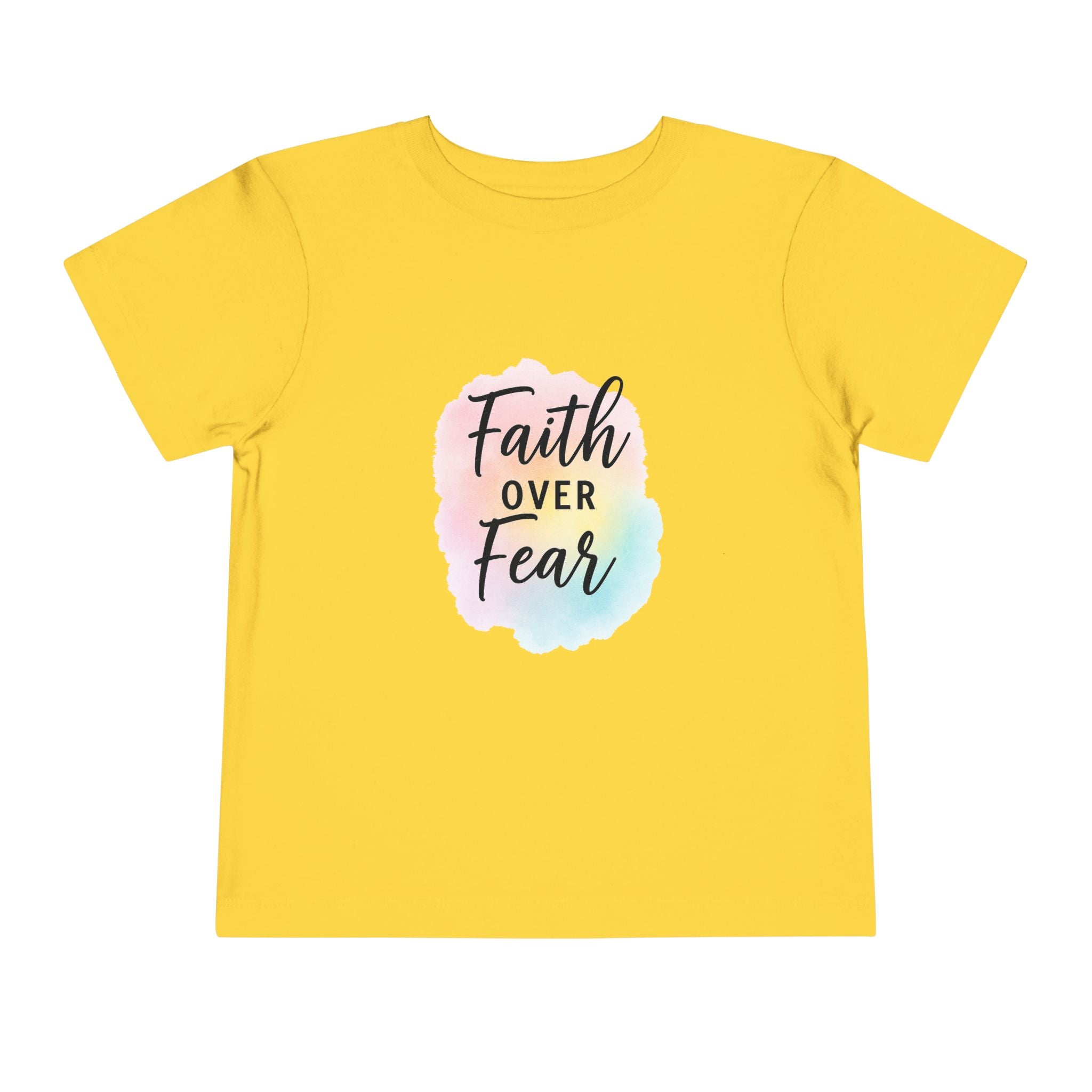 Faith Over Fear Toddler Tee — Pastel Watercolor Inspirational Kids Shirt