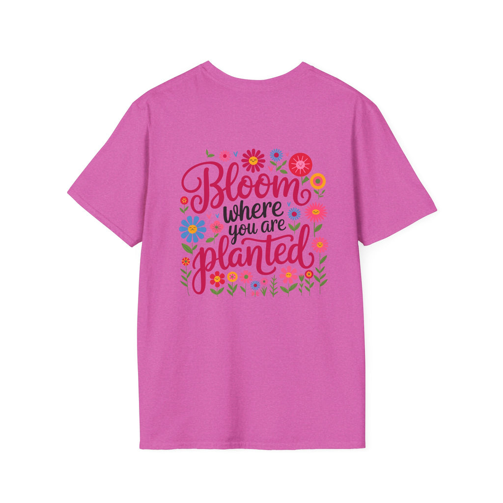 T-Shirt — 'Sunshine and Serendipity' Minimal Floral Chest Logo Tee