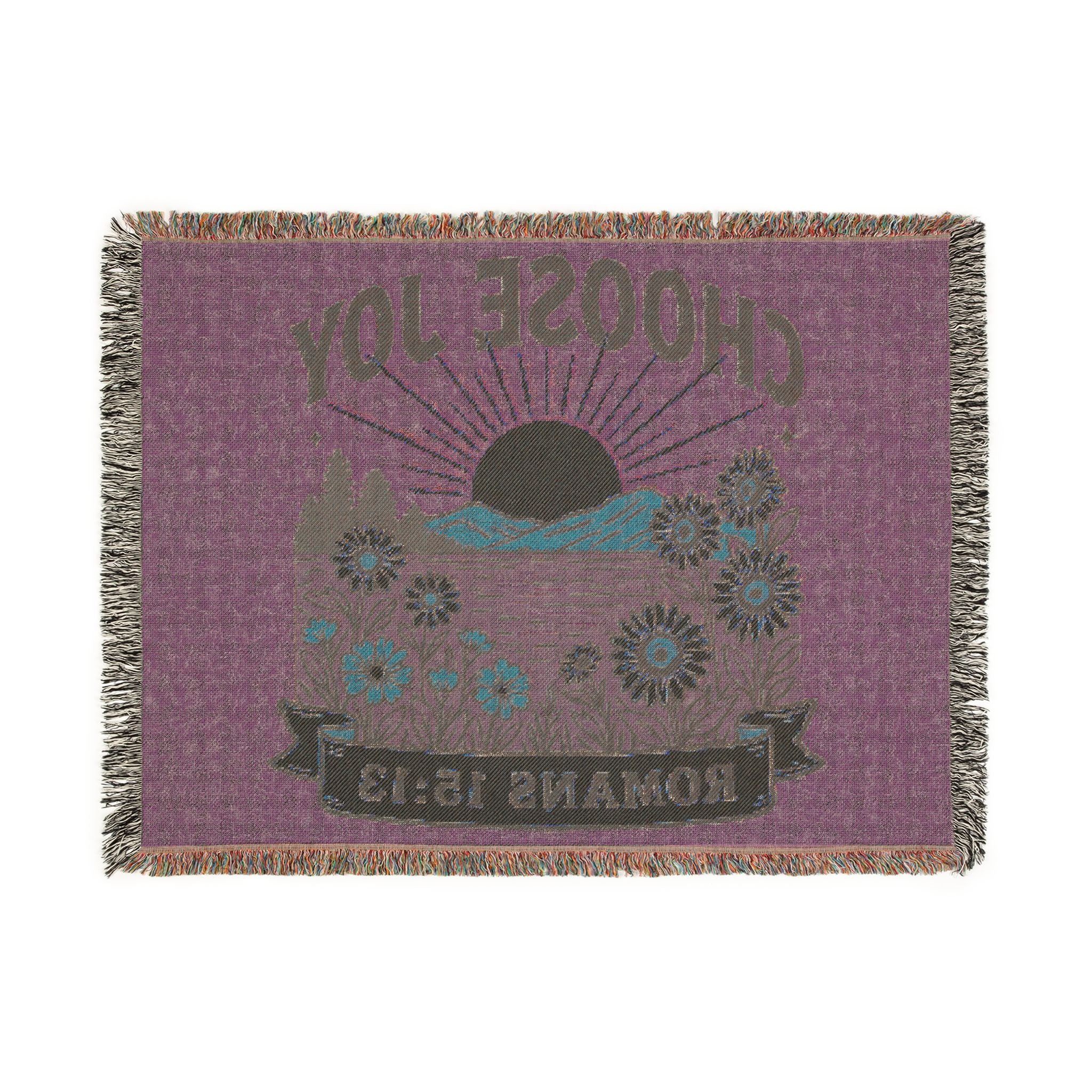 Choose Joy Woven Blanket — Romans 15:13 Sunflower Tapestry Throw