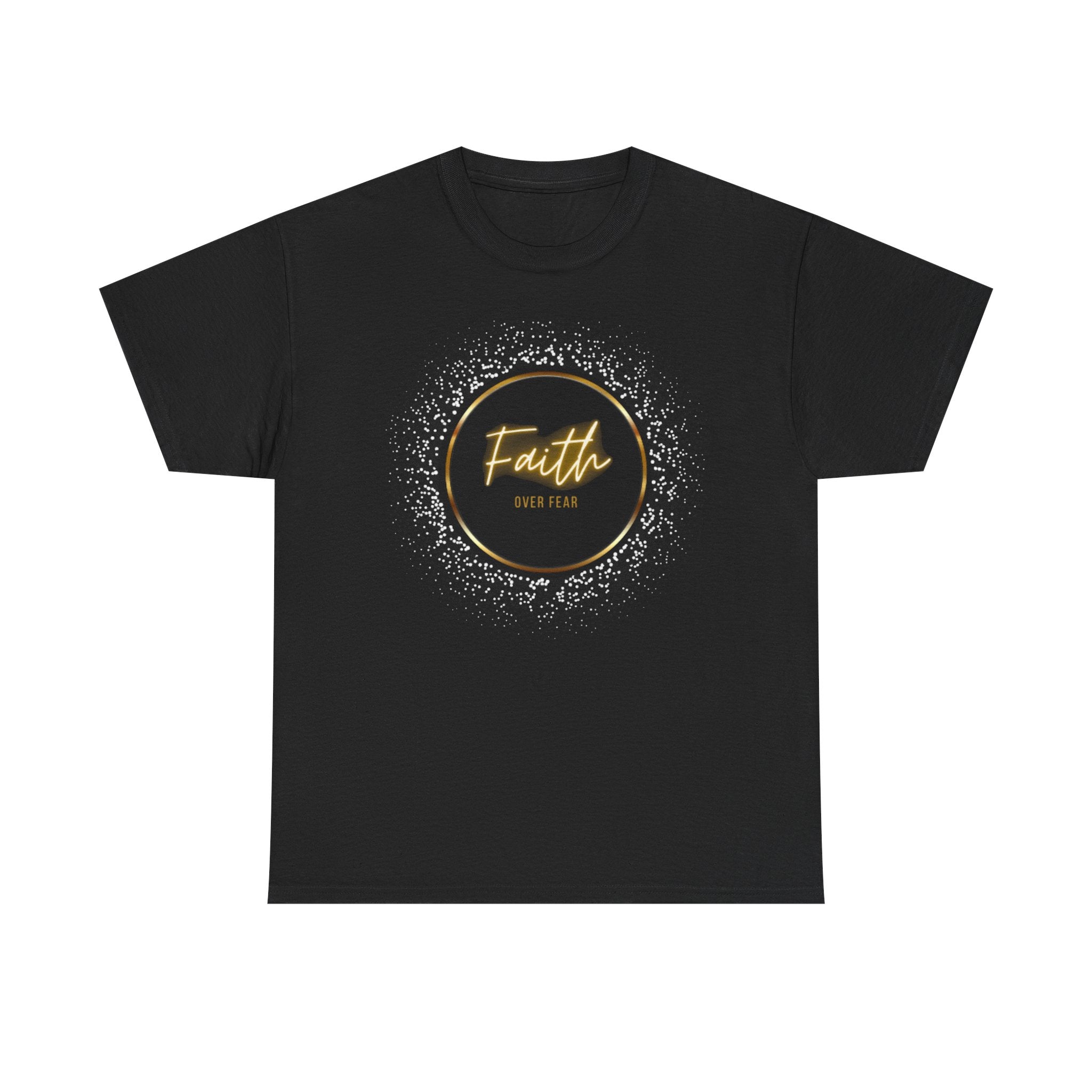 Friendship Circle Graphic Tee- 'Faith Over Fear' Gold Script Floral Badge