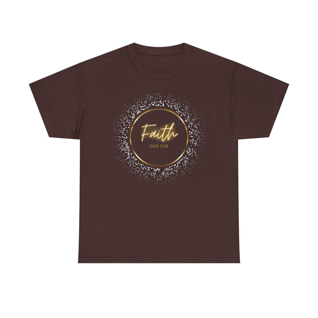 Friendship Circle Graphic Tee- 'Faith Over Fear' Gold Script Floral Badge