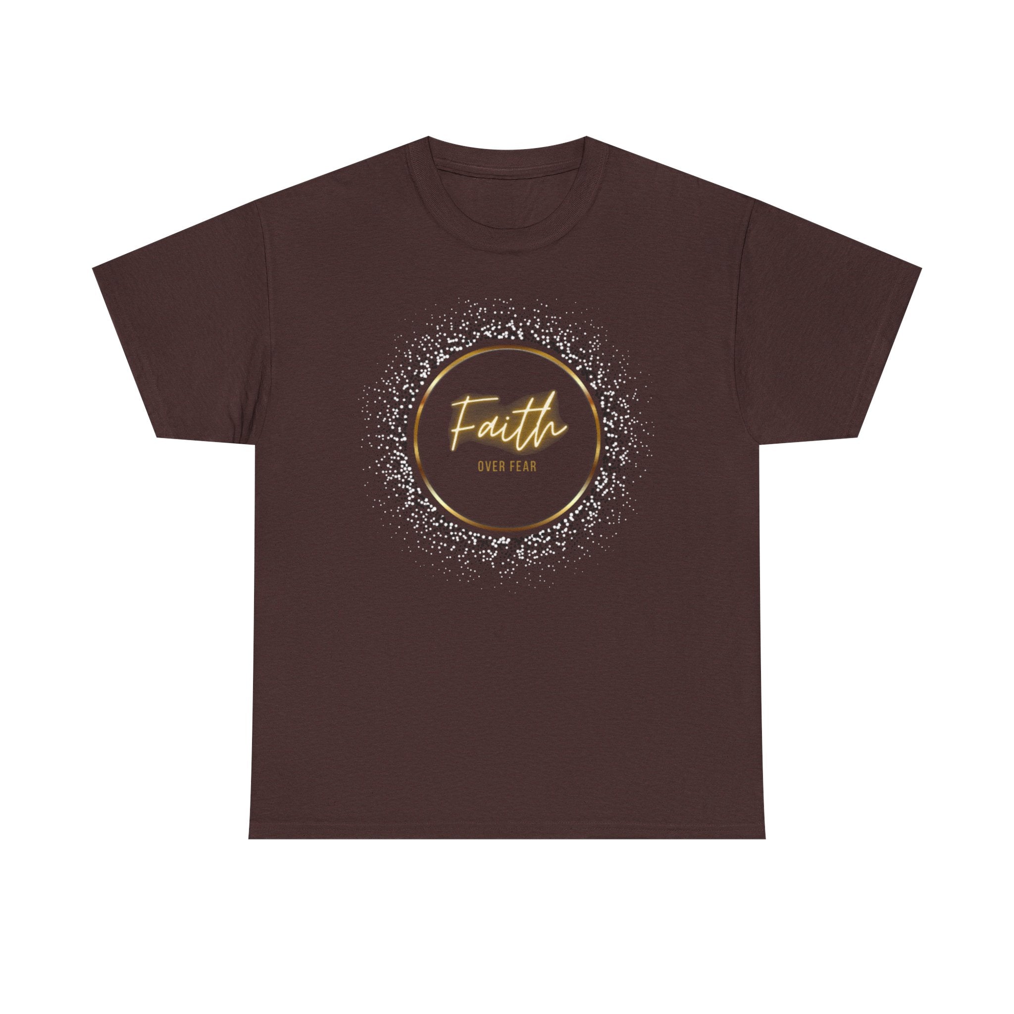 Friendship Circle Graphic Tee- 'Faith Over Fear' Gold Script Floral Badge