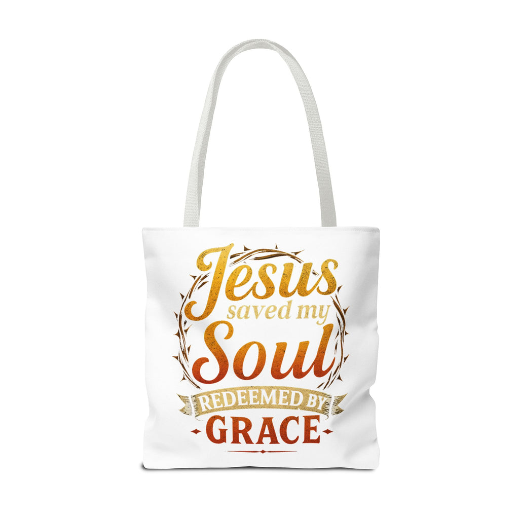 Canvas Tote Bag — "Jesus Saved My Soul, Redeemed by Grace"