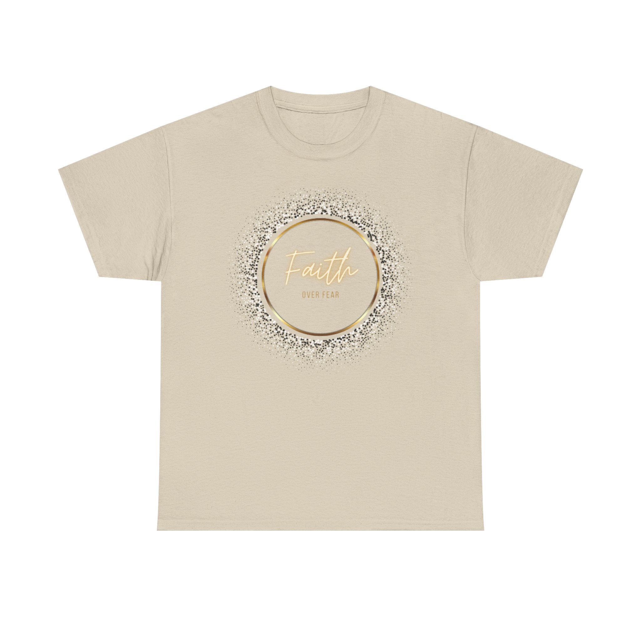 Friendship Circle Graphic Tee- 'Faith Over Fear' Gold Script Floral Badge