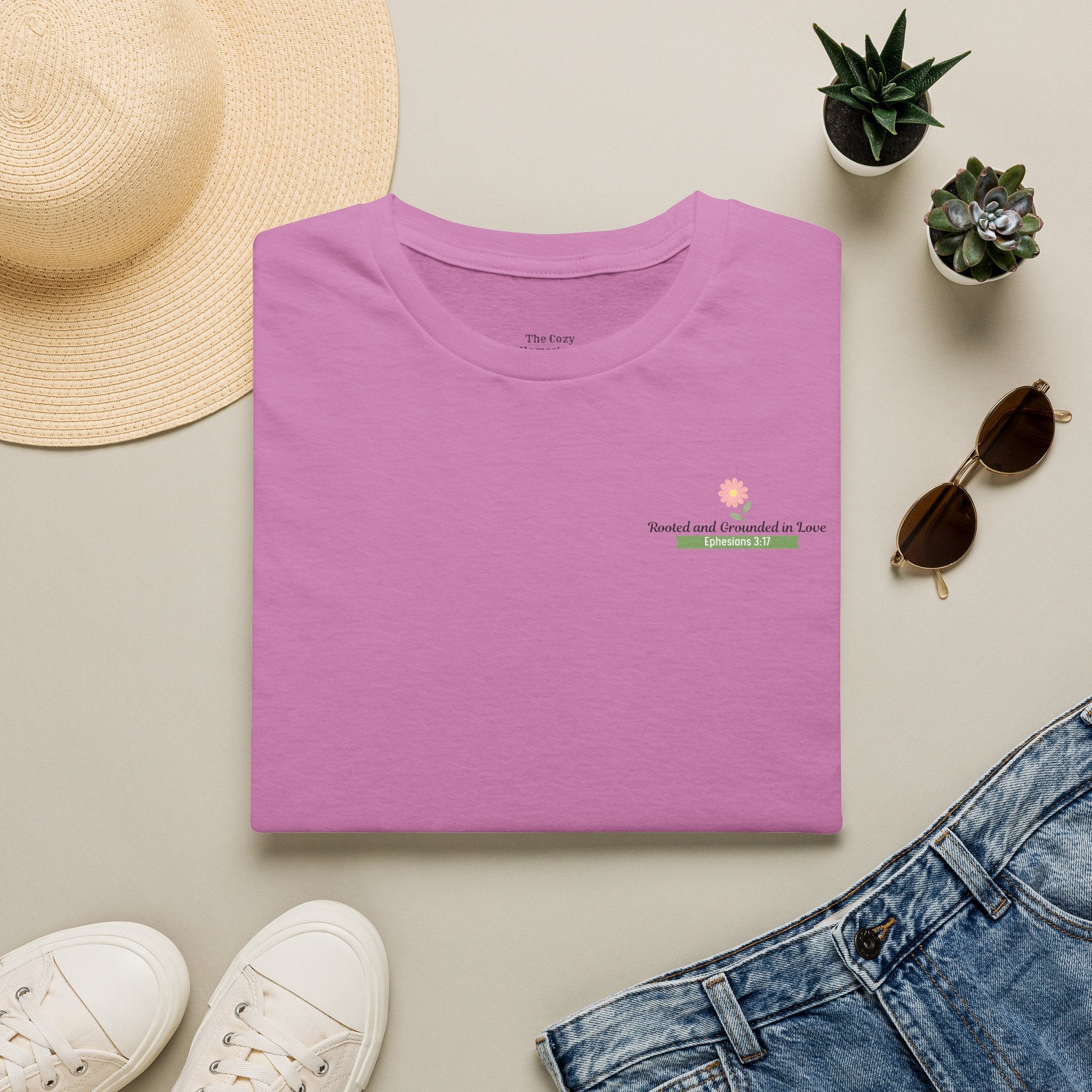 T-Shirt — 'Sunshine and Serendipity' Minimal Floral Chest Logo Tee
