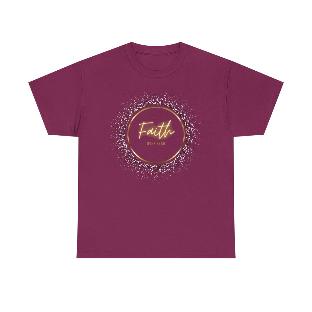 Friendship Circle Graphic Tee- 'Faith Over Fear' Gold Script Floral Badge