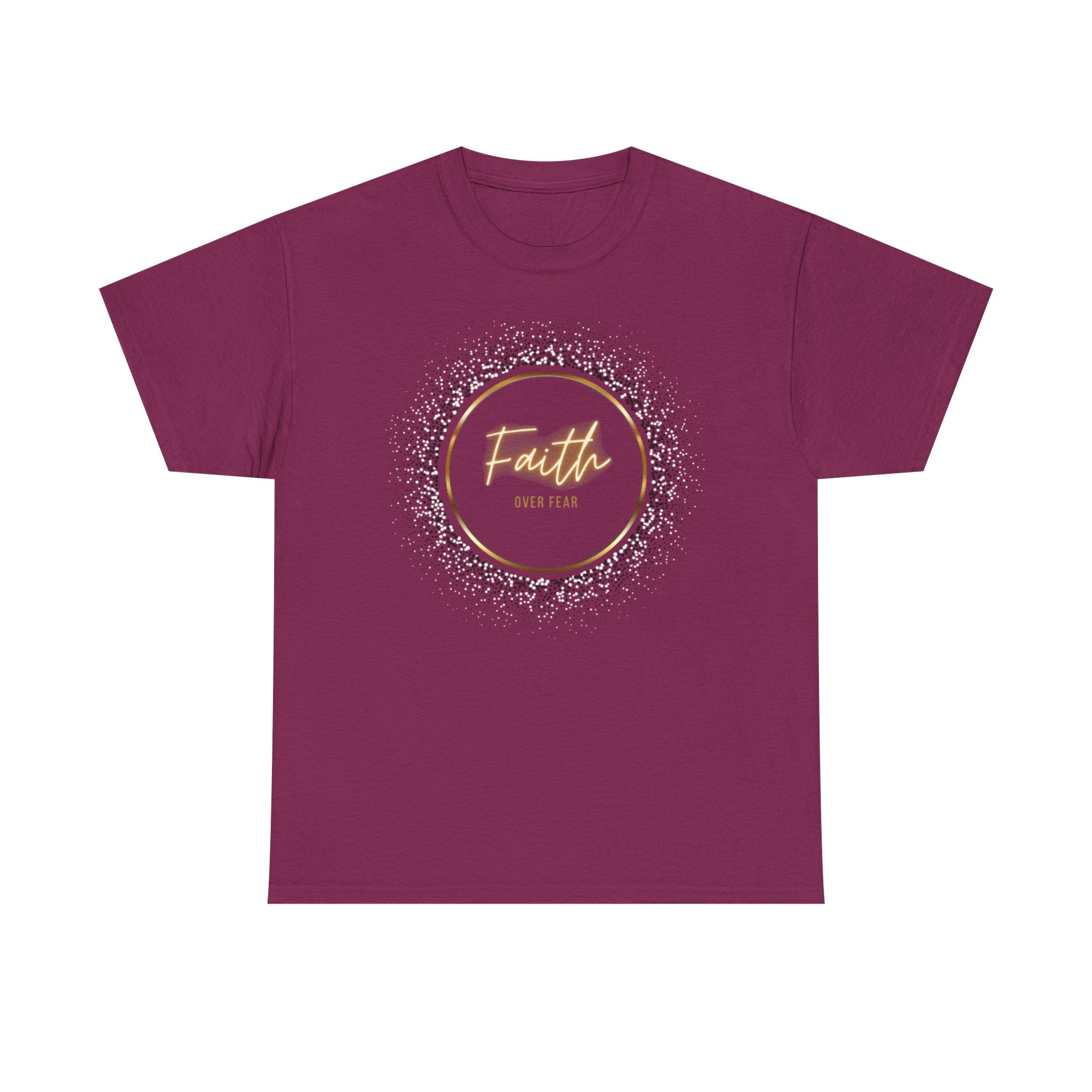 Friendship Circle Graphic Tee- 'Faith Over Fear' Gold Script Floral Badge