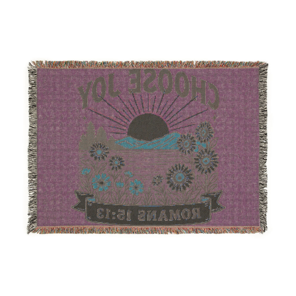 Choose Joy Woven Blanket — Romans 15:13 Sunflower Tapestry Throw