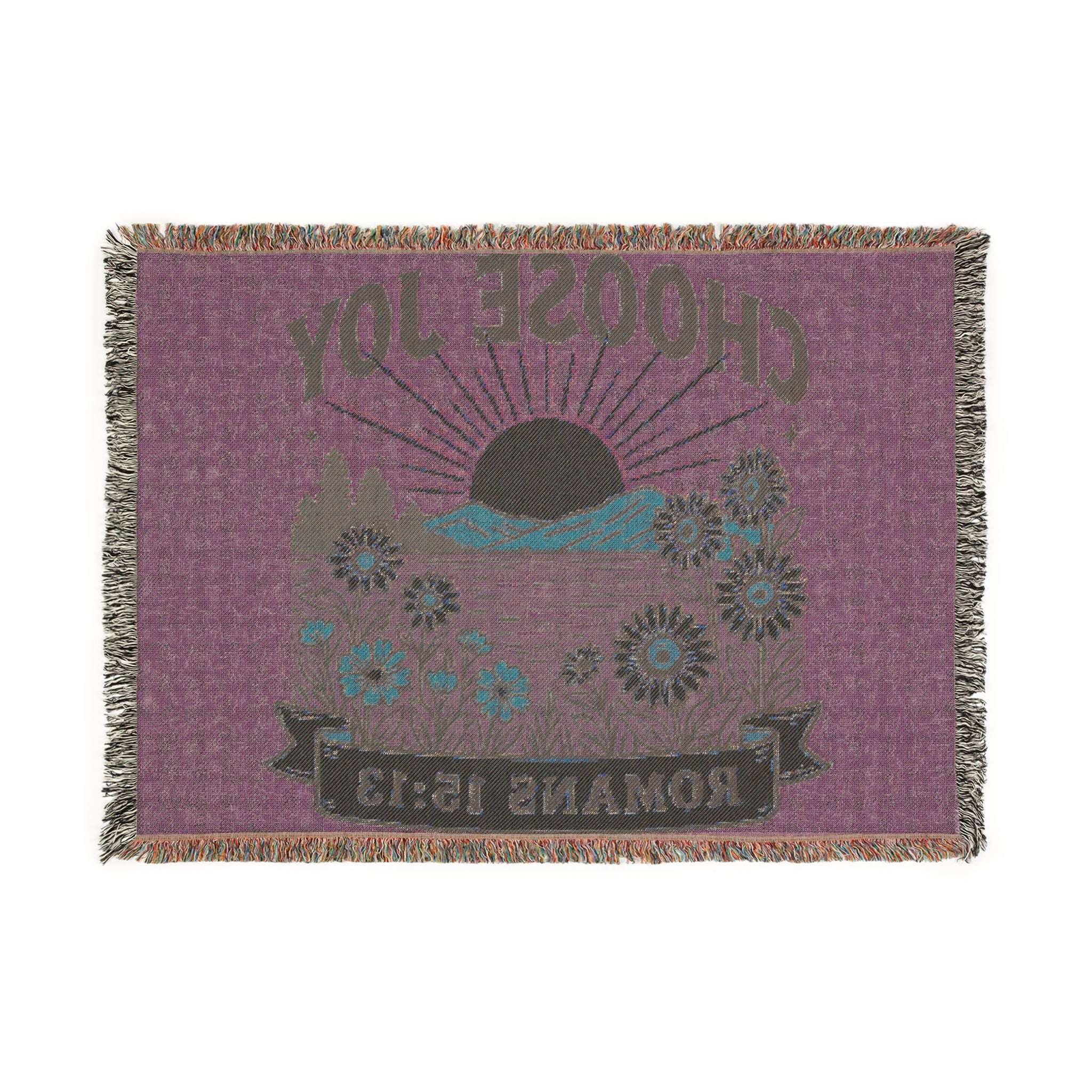Choose Joy Woven Blanket — Romans 15:13 Sunflower Tapestry Throw