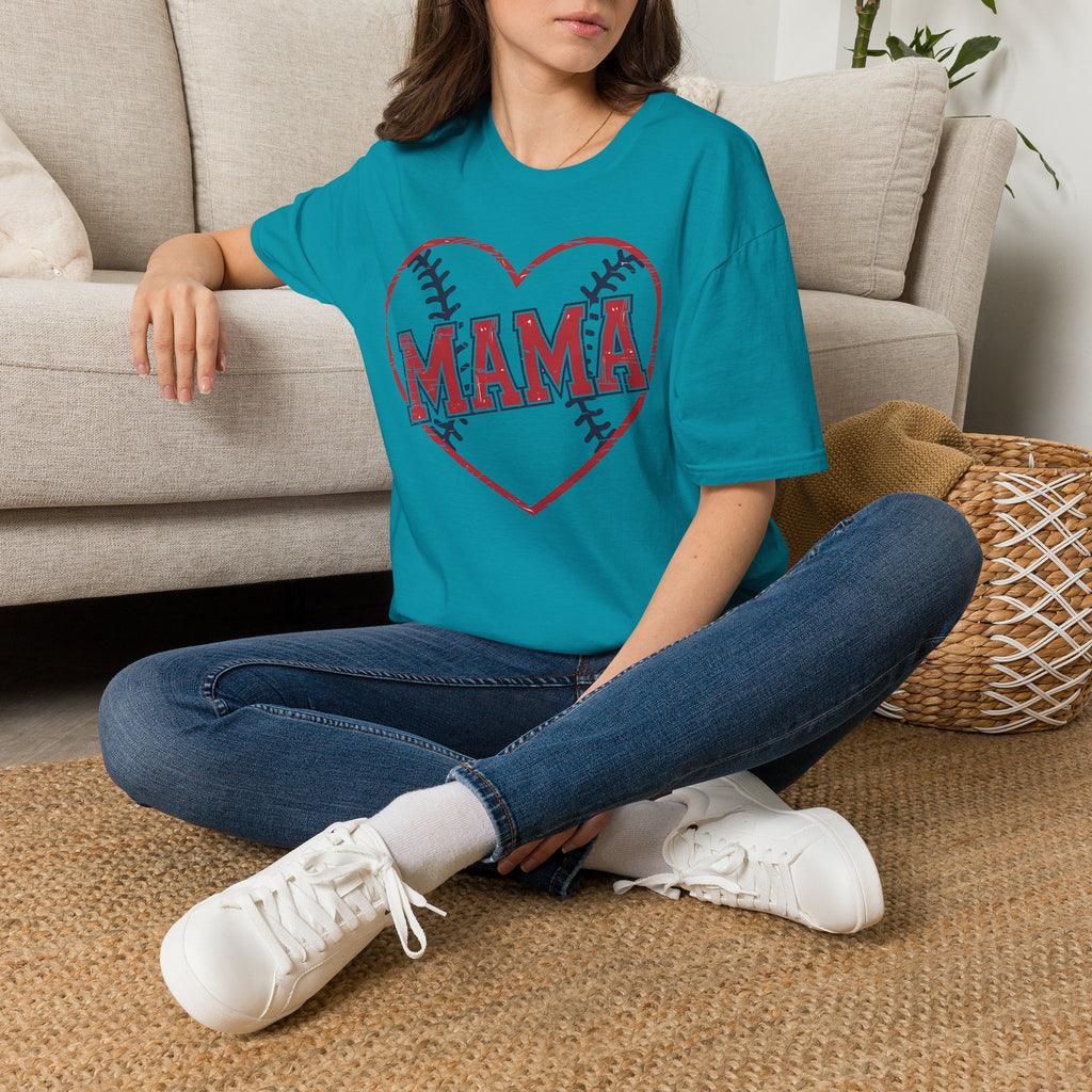 Mama Baseball T-Shirt — Heart Baseball Mom Tee