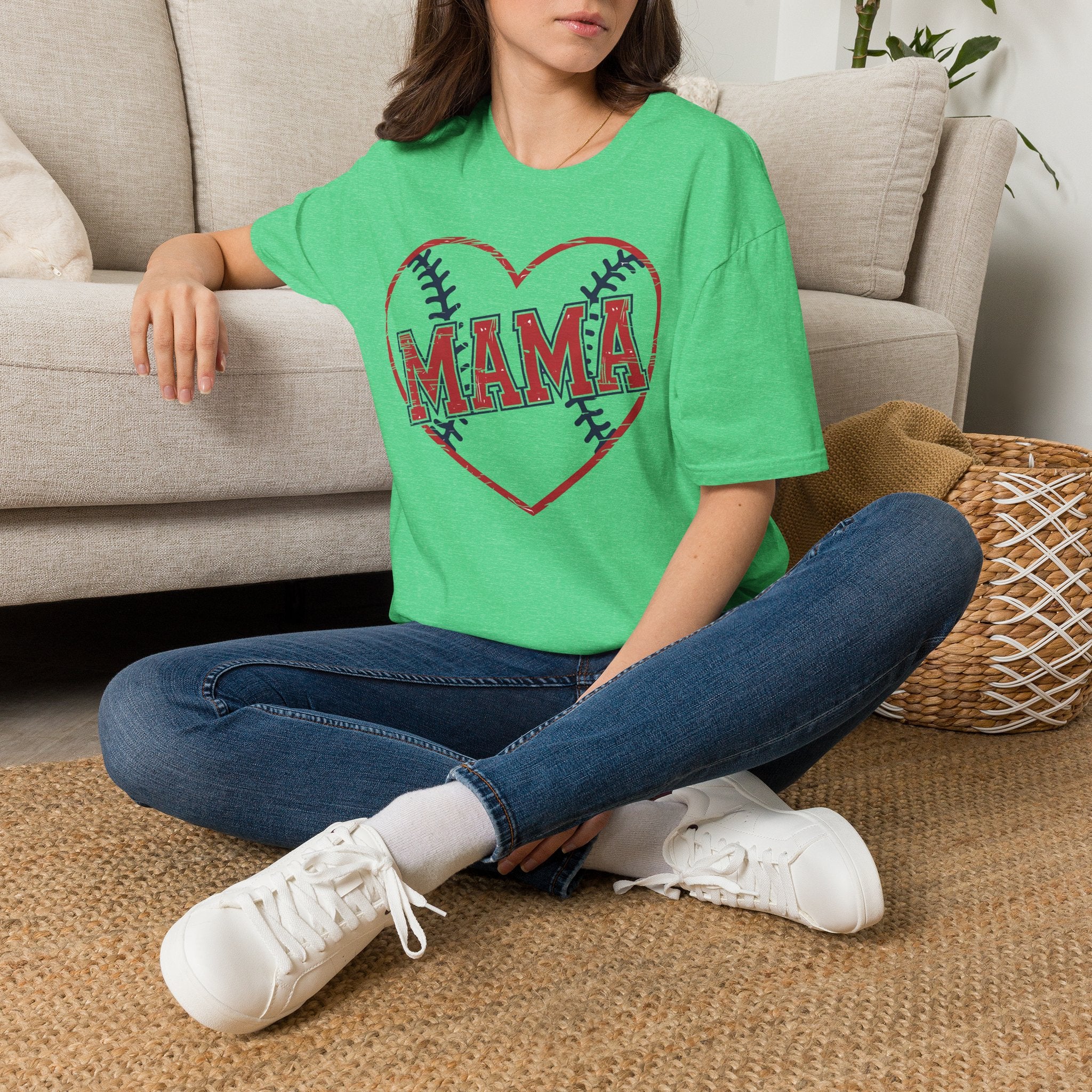 Mama Baseball T-Shirt — Heart Baseball Mom Tee