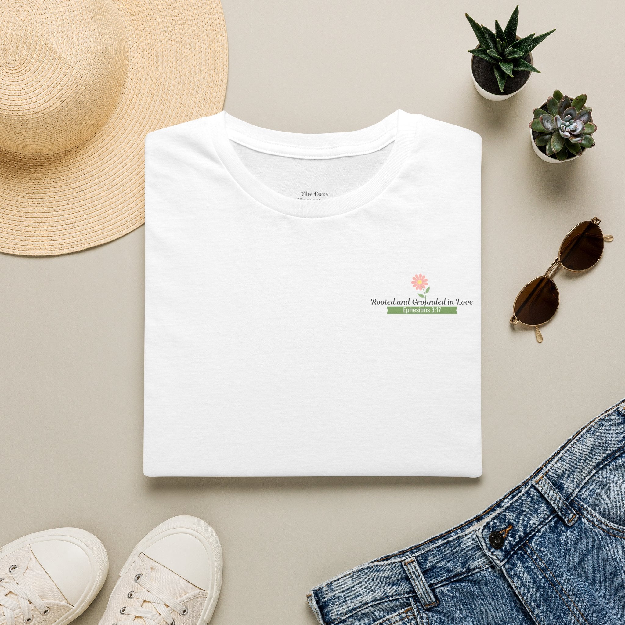 T-Shirt — 'Sunshine and Serendipity' Minimal Floral Chest Logo Tee