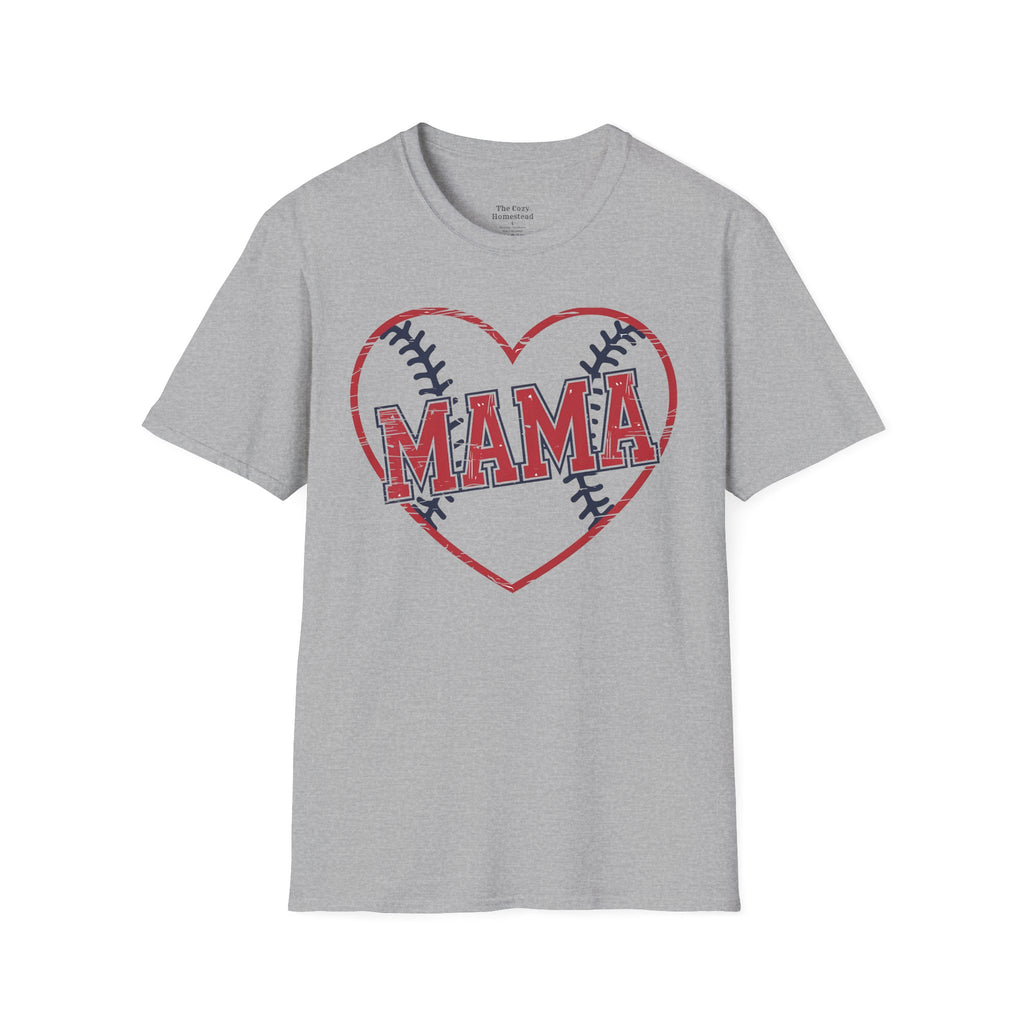 Mama Baseball T-Shirt — Heart Baseball Mom Tee
