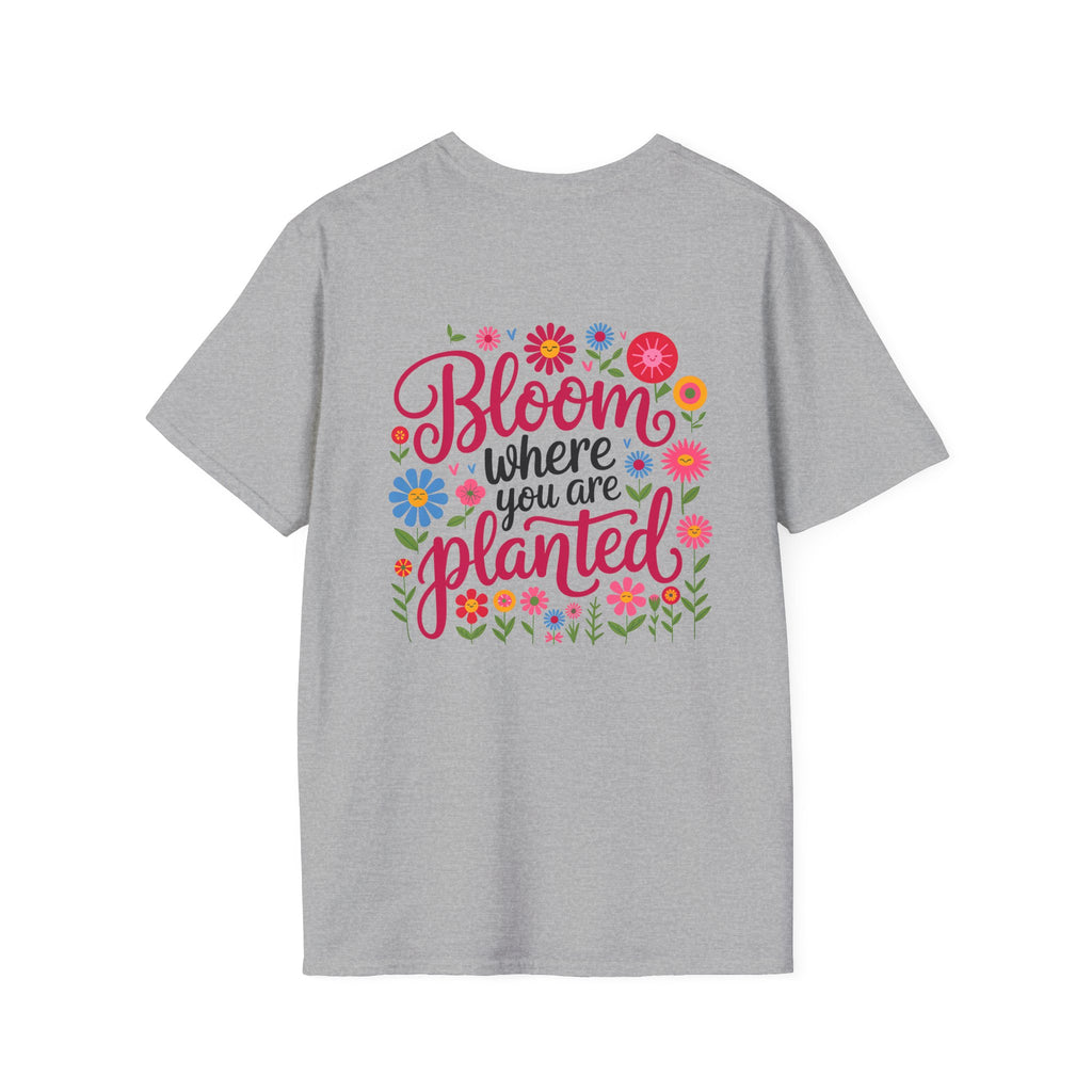 T-Shirt — 'Sunshine and Serendipity' Minimal Floral Chest Logo Tee