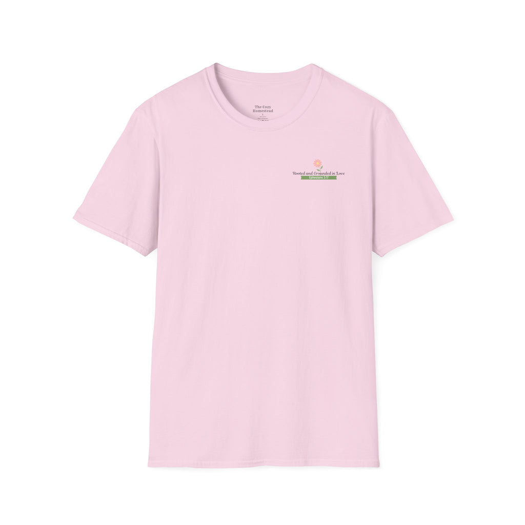 T-Shirt — 'Sunshine and Serendipity' Minimal Floral Chest Logo Tee