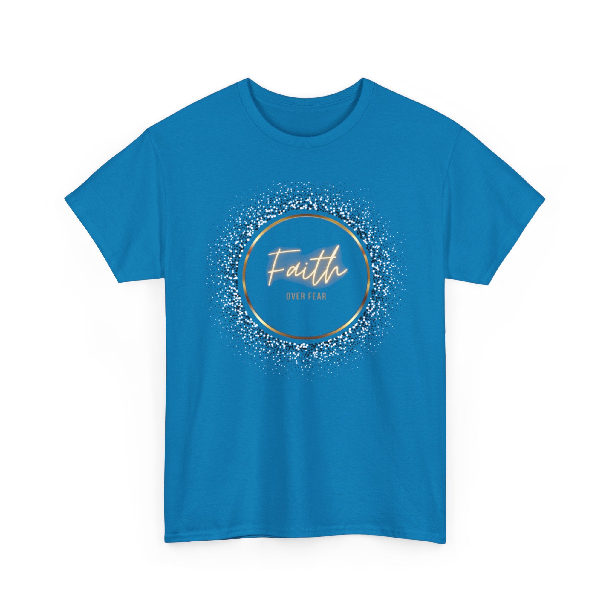 Friendship Circle Graphic Tee- 'Faith Over Fear' Gold Script Floral Badge