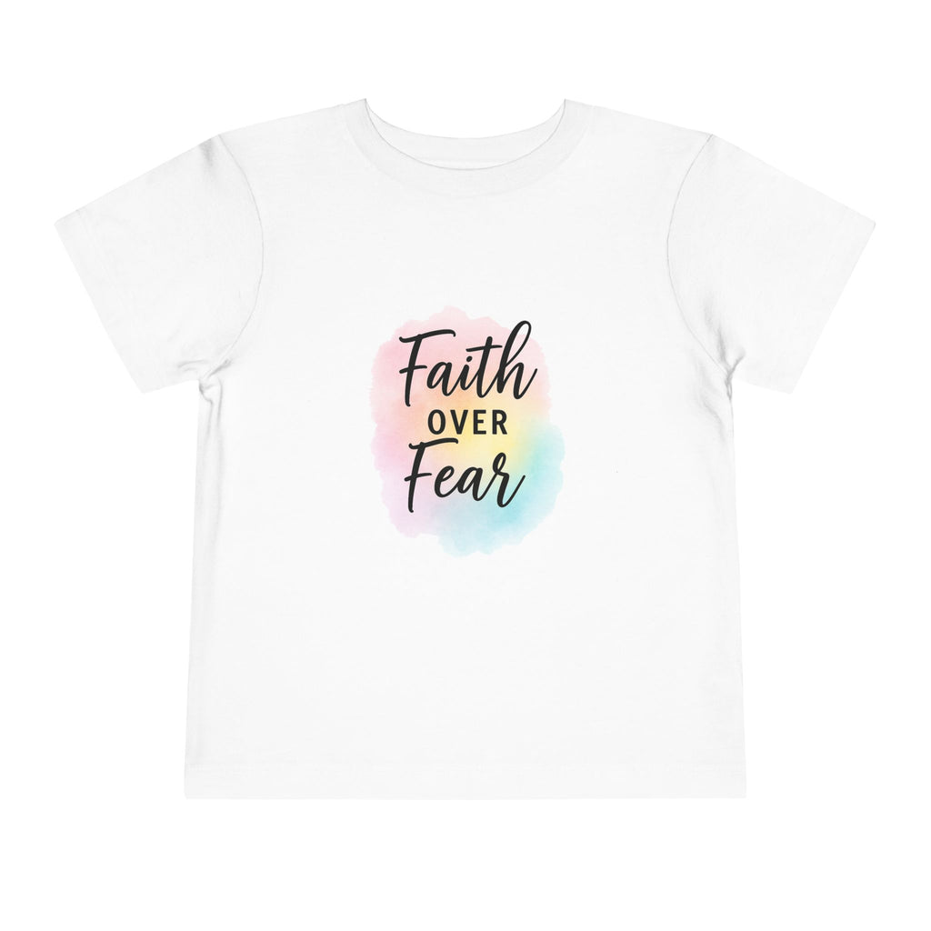 Faith Over Fear Toddler Tee — Pastel Watercolor Inspirational Kids Shirt