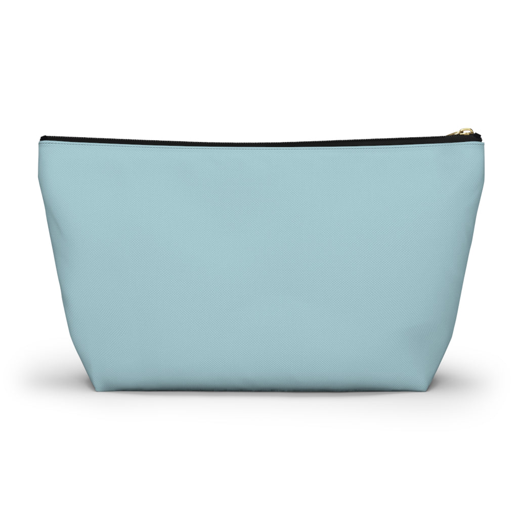 Mom Life Accessory Pouch — Floral Turquoise T‑Bottom Makeup Bag