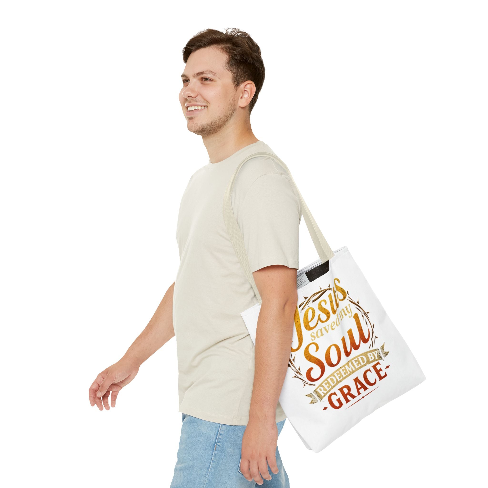 Canvas Tote Bag — "Jesus Saved My Soul, Redeemed by Grace"