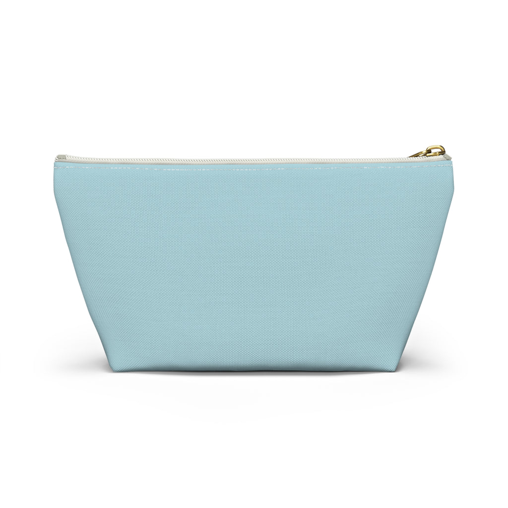 Mom Life Accessory Pouch — Floral Turquoise T‑Bottom Makeup Bag